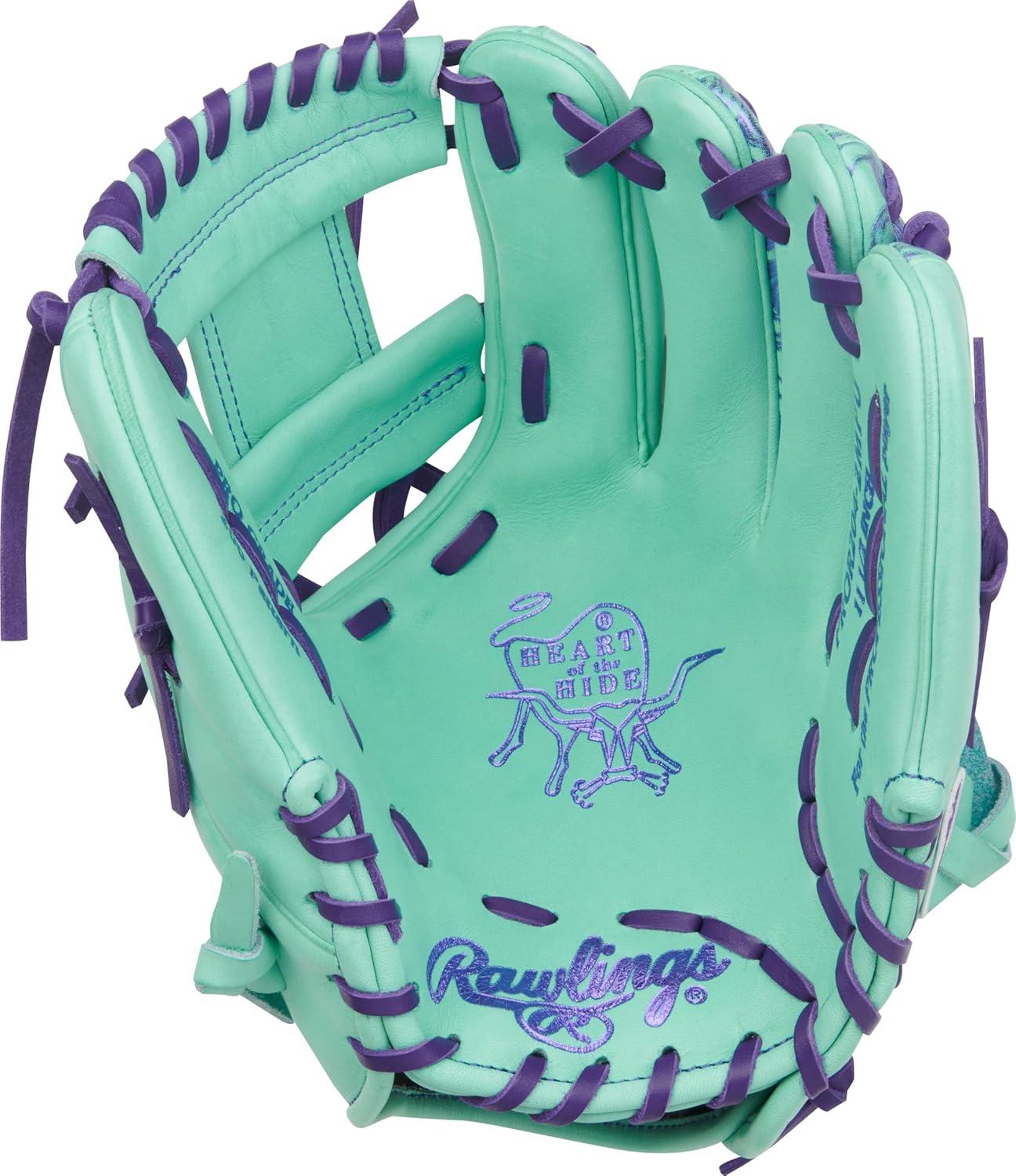 image:imageRawlings Heart of The Hide Baseball Glove Traditional Breakin Sizes 1125 1275 Multiple StylesMint Purple Pro I Web