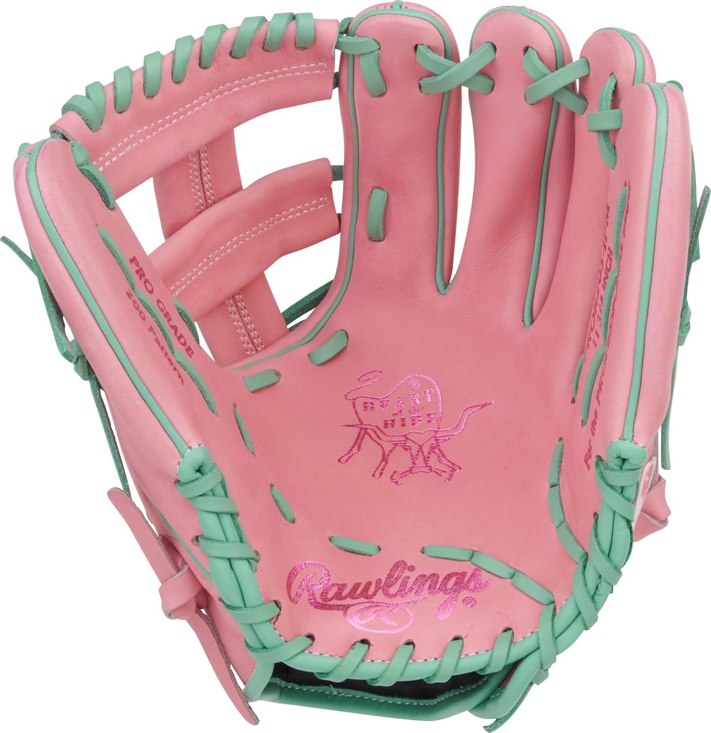 image:imageRawlings Heart of The Hide Baseball Glove Traditional Breakin Sizes 1125 1275 Multiple StylesPink Mint Single Post Web