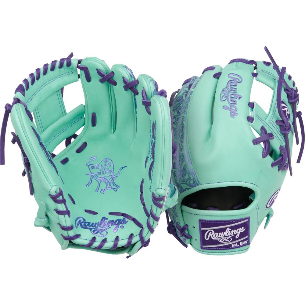 image:imageRawlings Heart of The Hide Baseball Glove Traditional Breakin Sizes 1125 1275 Multiple StylesMint Purple Pro I Web