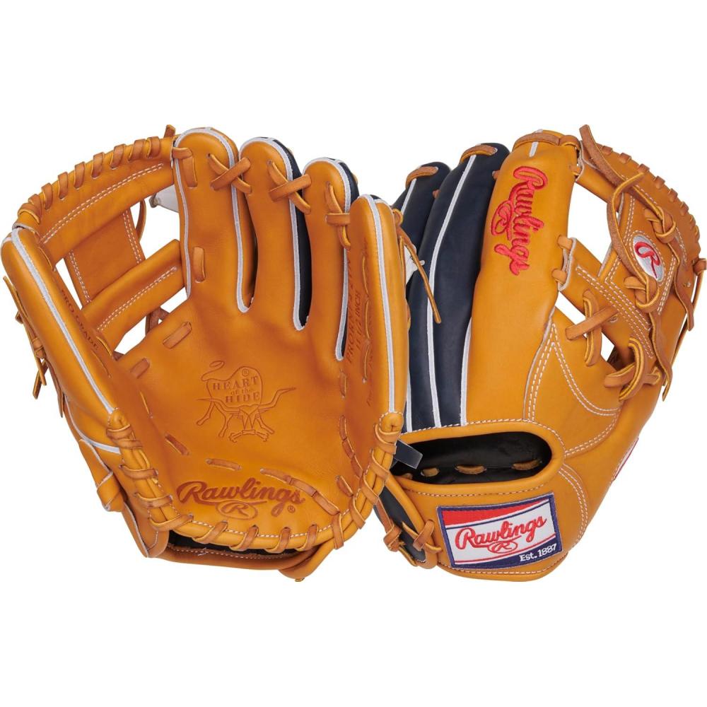 image:imageRawlings Heart of The Hide Baseball Glove Traditional Breakin Sizes 1125 1275 Multiple StylesTan Navy Pro I Web