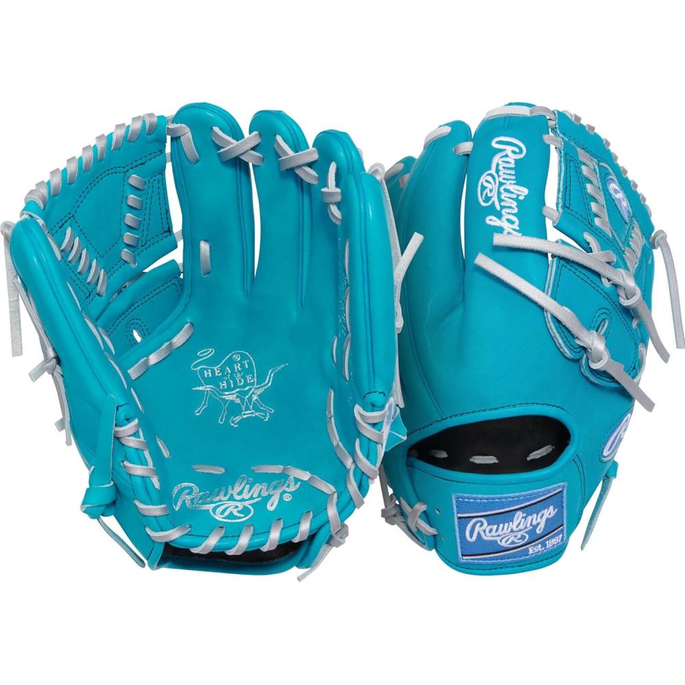 image:imageRawlings Heart of The Hide Baseball Glove Traditional Breakin Sizes 1125 1275 Multiple StylesTeal Silver Laced 2Piece Web