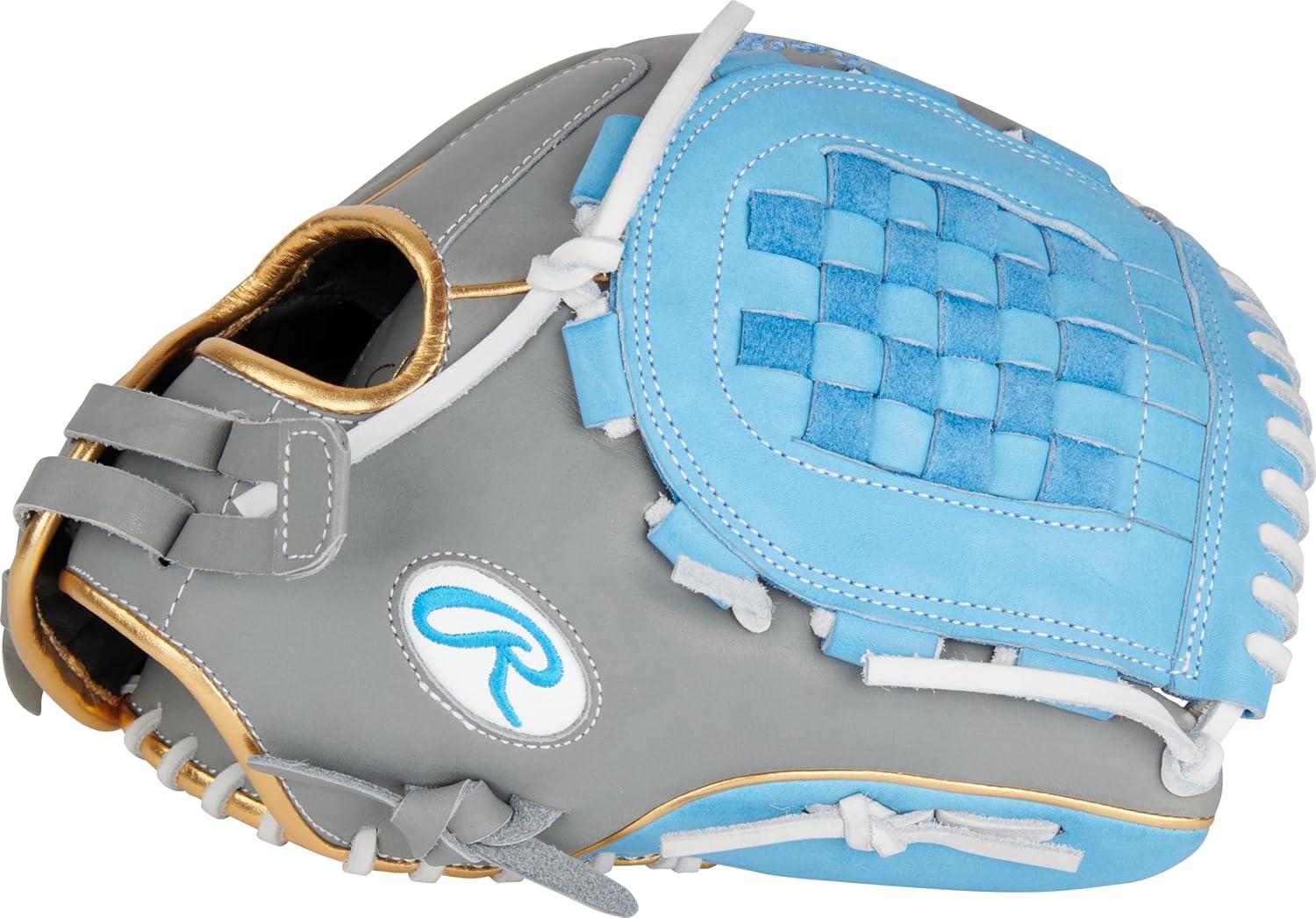 image:imageRawlings Liberty Advanced Color Series Fastpitch Softball Glove Sizes 1175 13 Multiple StylesGrey Columbia Blue Gold Basket Web
