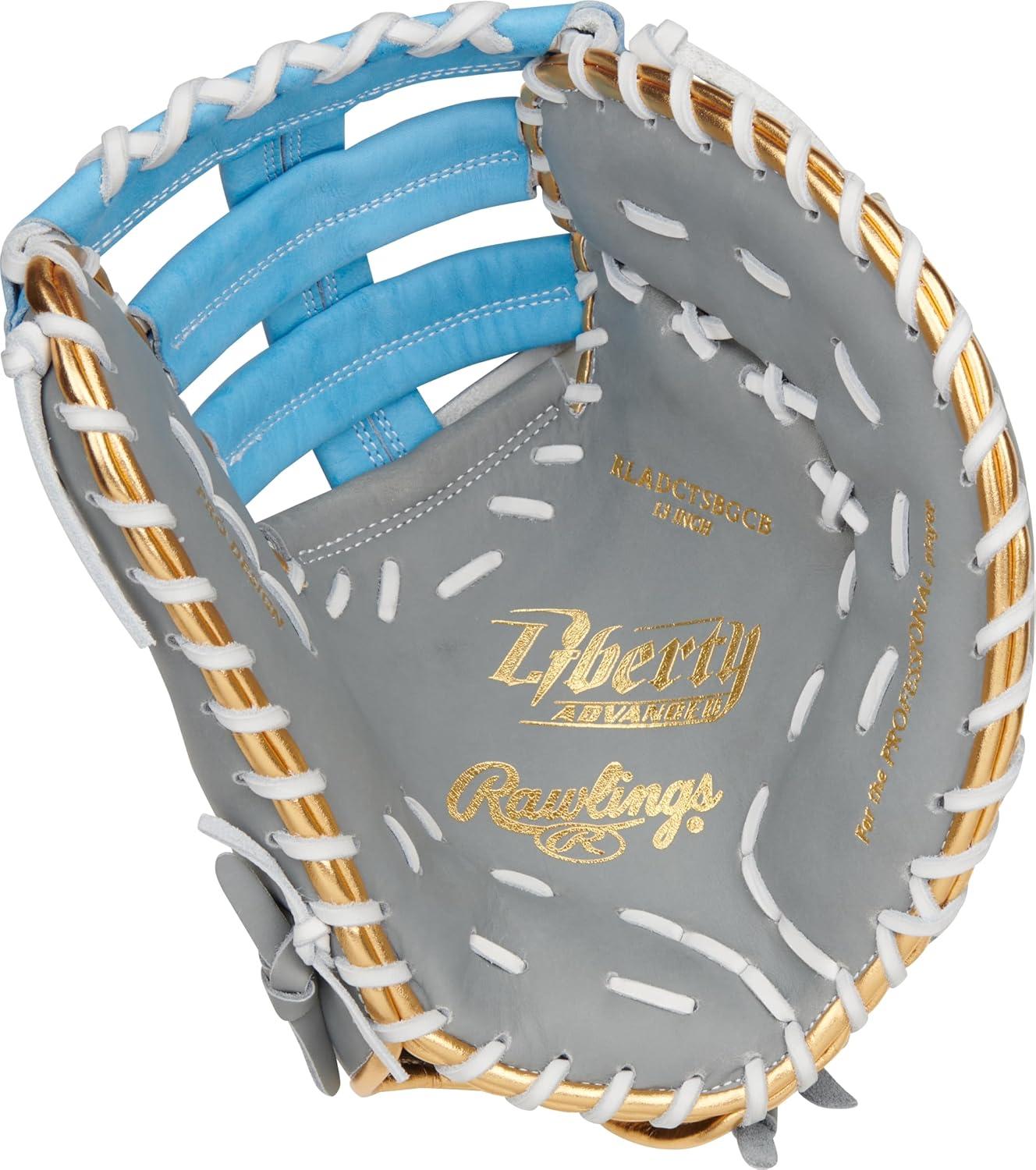 image:imageRawlings Liberty Advanced Color Series Fastpitch Softball Glove Sizes 1175 13 Multiple StylesGrey Columbia Blue Gold Single Post DoubleBar Web