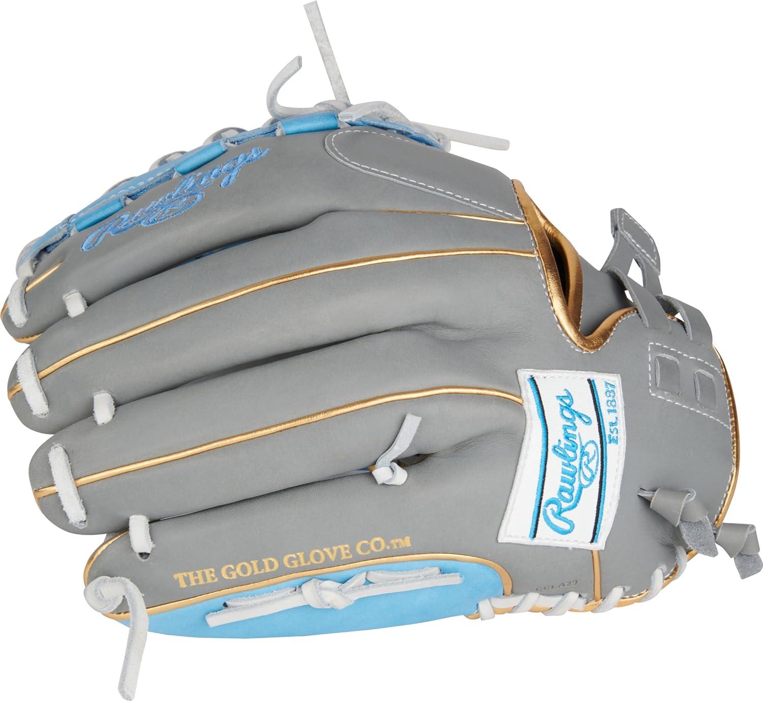 image:imageRawlings  Liberty Advanced Color Series Fastpitch Softball Glove  Sizes 1175  13  Multiple StylesGrey  Columbia Blue  Gold  XLaced Basket Web