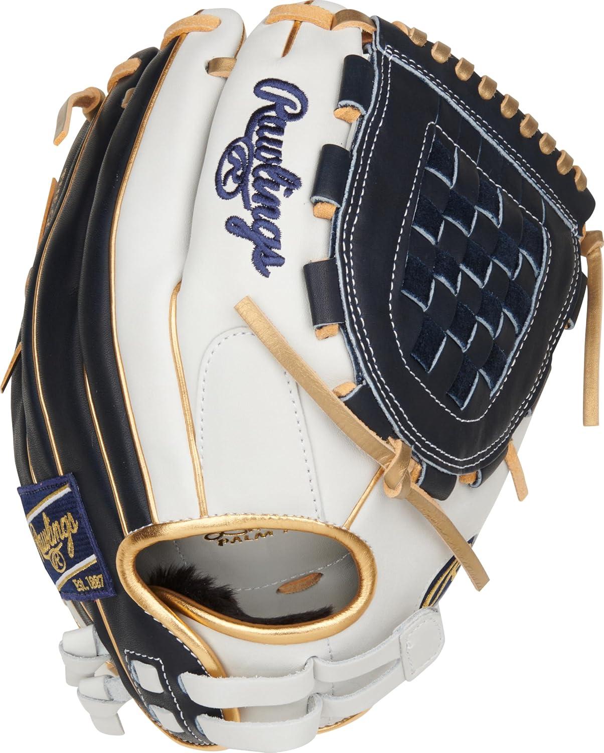 image:imageRawlings Liberty Advanced Color Series Fastpitch Softball Glove Sizes 1175 13 Multiple StylesWhite Navy Gold Basket Web