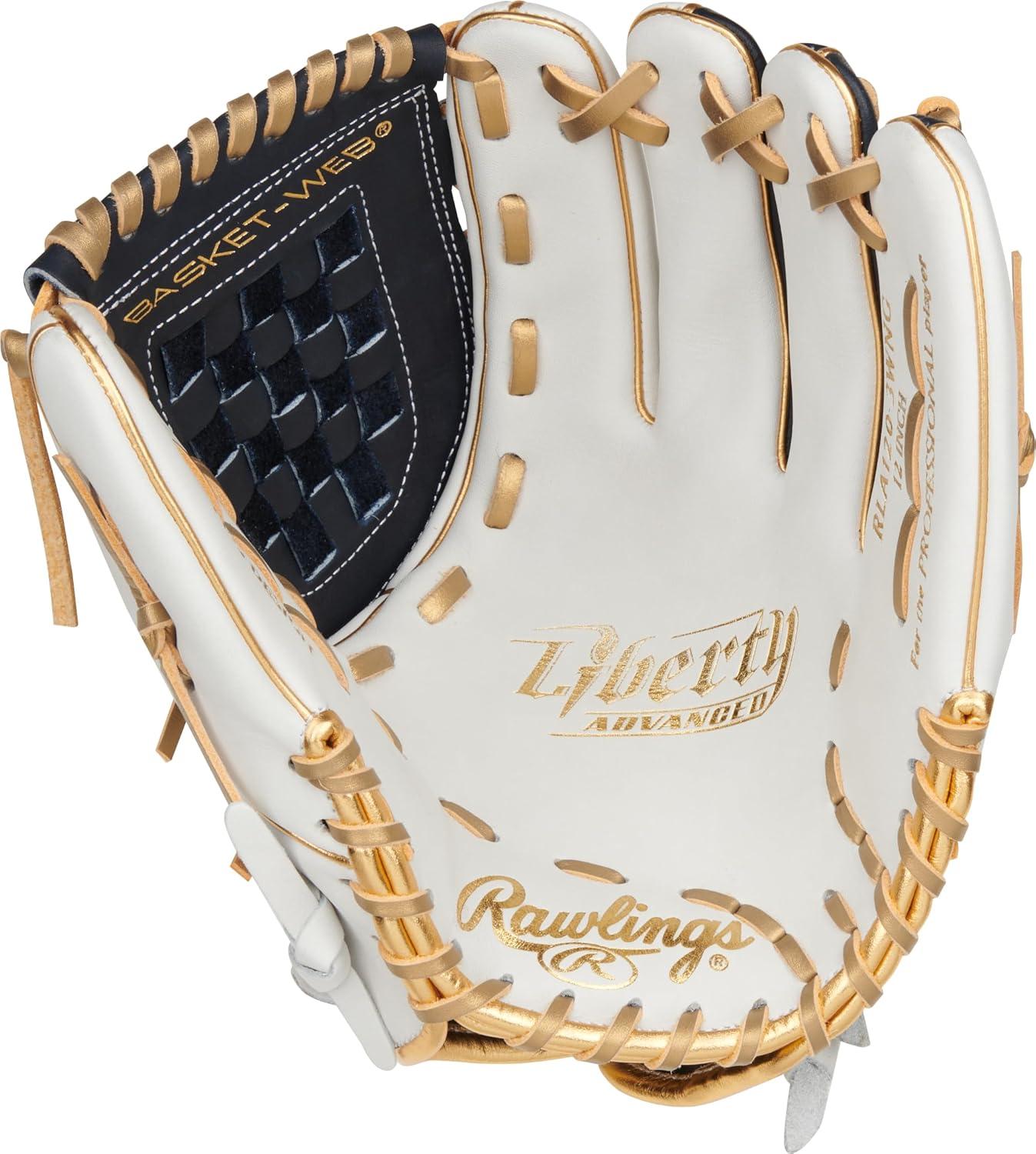 image:imageRawlings Liberty Advanced Color Series Fastpitch Softball Glove Sizes 1175 13 Multiple StylesWhite Navy Gold Basket Web