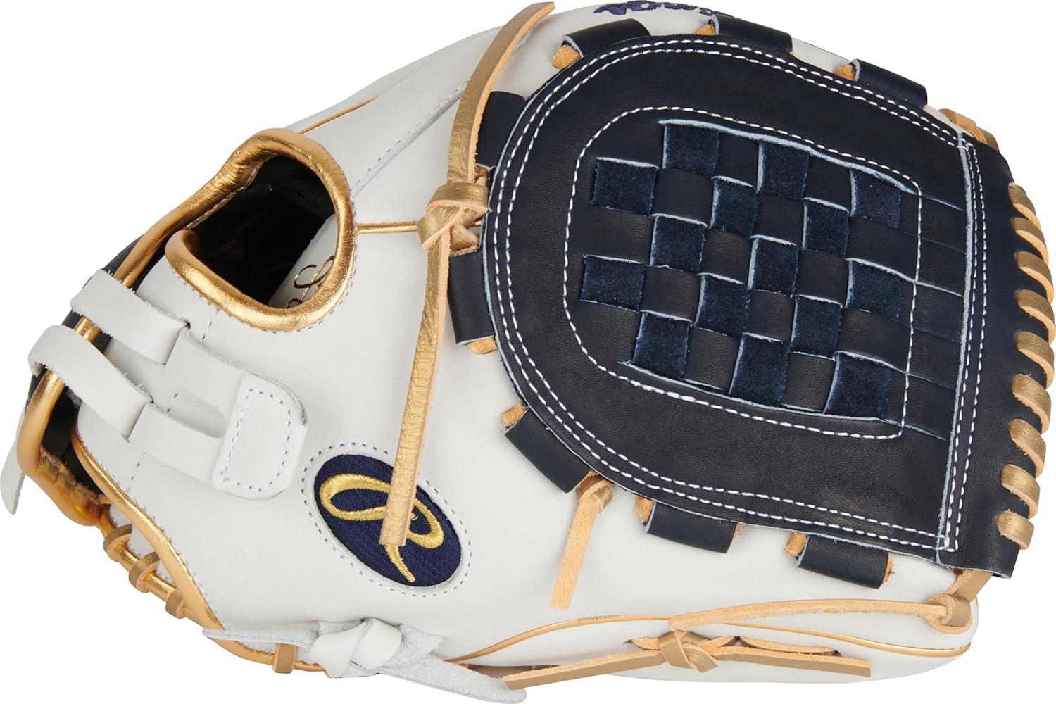 image:imageRawlings Liberty Advanced Color Series Fastpitch Softball Glove Sizes 1175 13 Multiple StylesWhite Navy Gold Basket Web