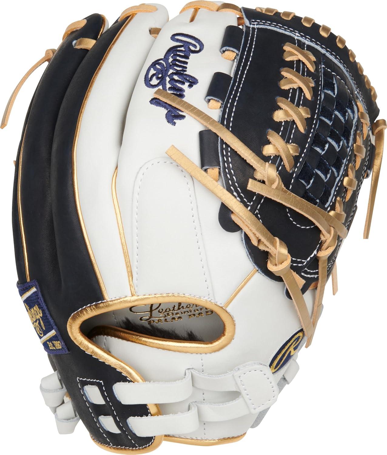 image:imageRawlings Liberty Advanced Color Series Fastpitch Softball Glove Sizes 1175 13 Multiple StylesWhite Navy Gold XLaced Basket Web