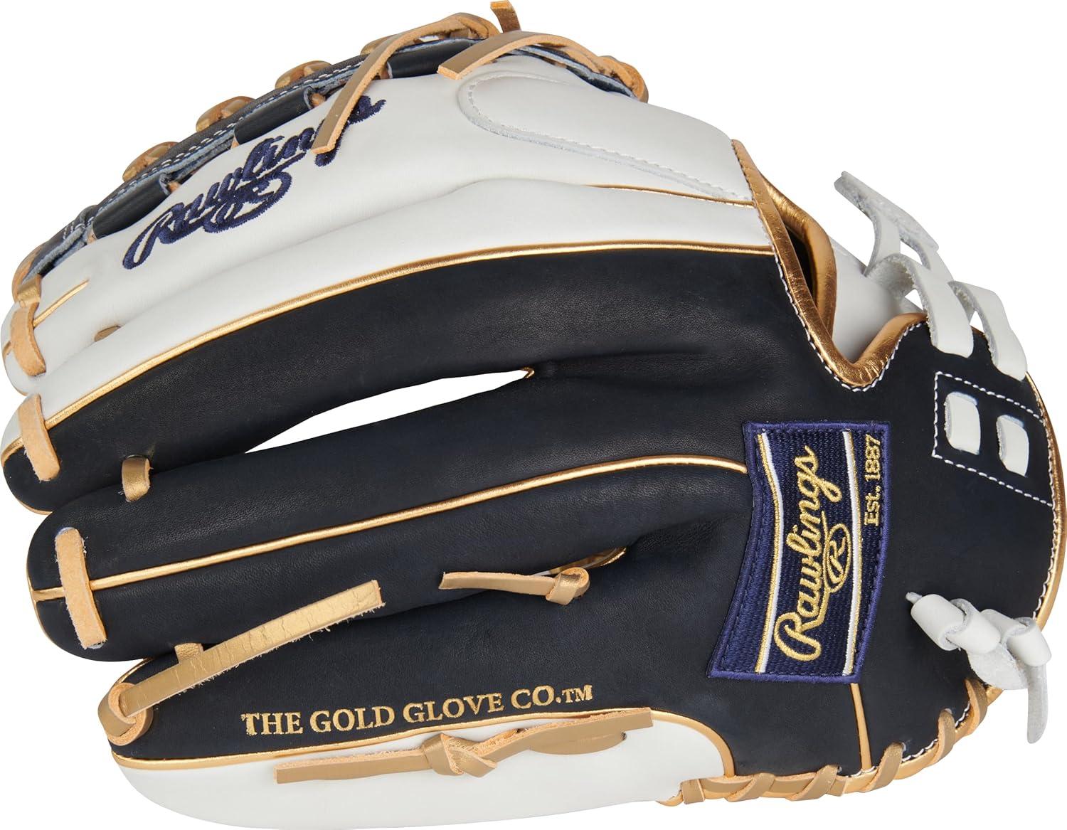 image:imageRawlings Liberty Advanced Color Series Fastpitch Softball Glove Sizes 1175 13 Multiple StylesWhite Navy Gold XLaced Basket Web