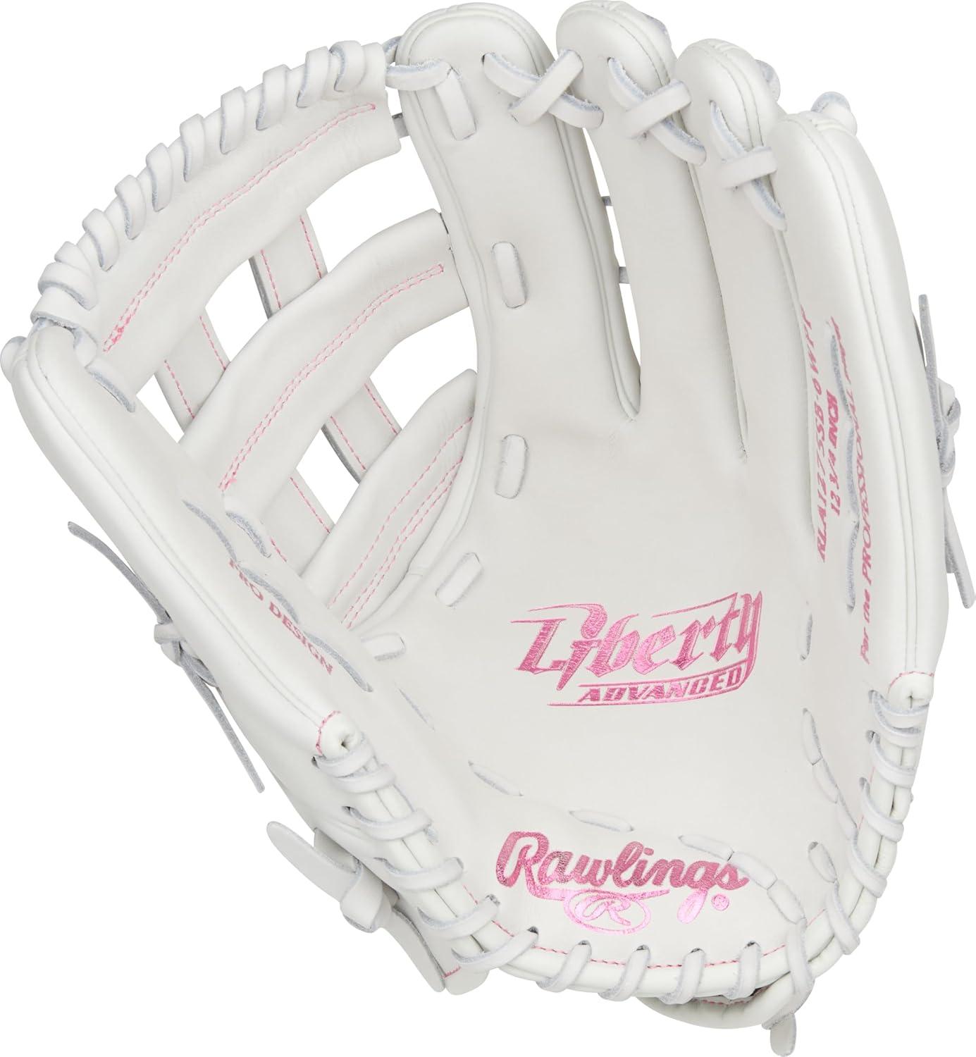 image:imageRawlings Liberty Advanced Color Series Fastpitch Softball Glove Sizes 1175 13 Multiple StylesWhite Pink Pro H Web