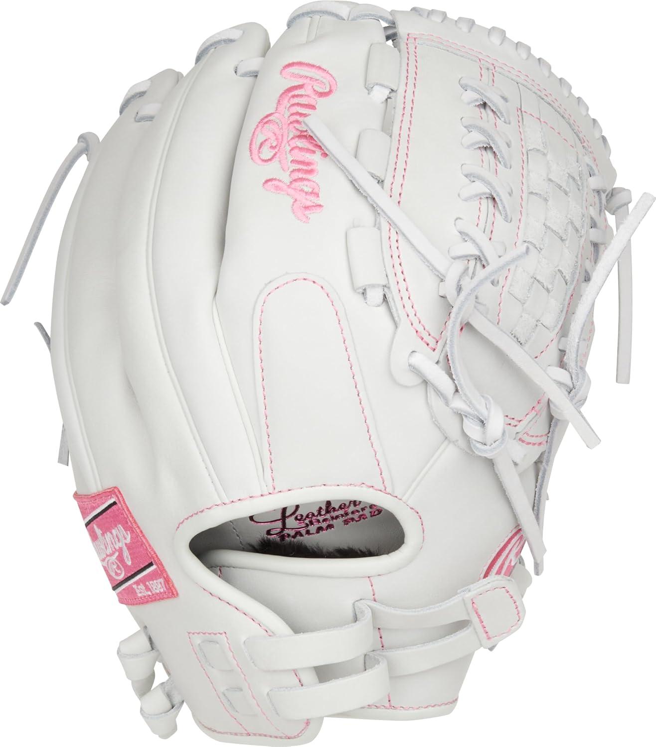 image:imageRawlings Liberty Advanced Color Series Fastpitch Softball Glove Sizes 1175 13 Multiple StylesWhite Pink XLaced Basket Web