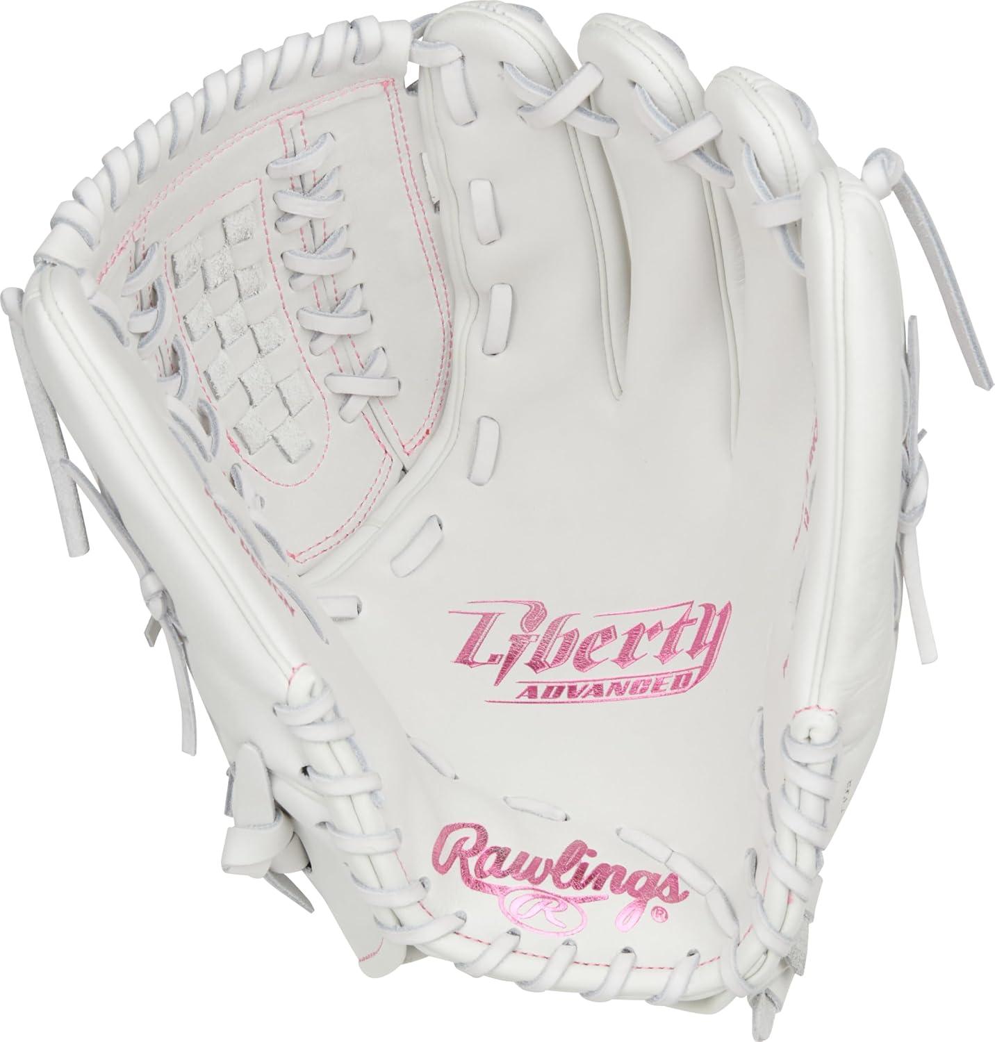 image:imageRawlings Liberty Advanced Color Series Fastpitch Softball Glove Sizes 1175 13 Multiple StylesWhite Pink XLaced Basket Web