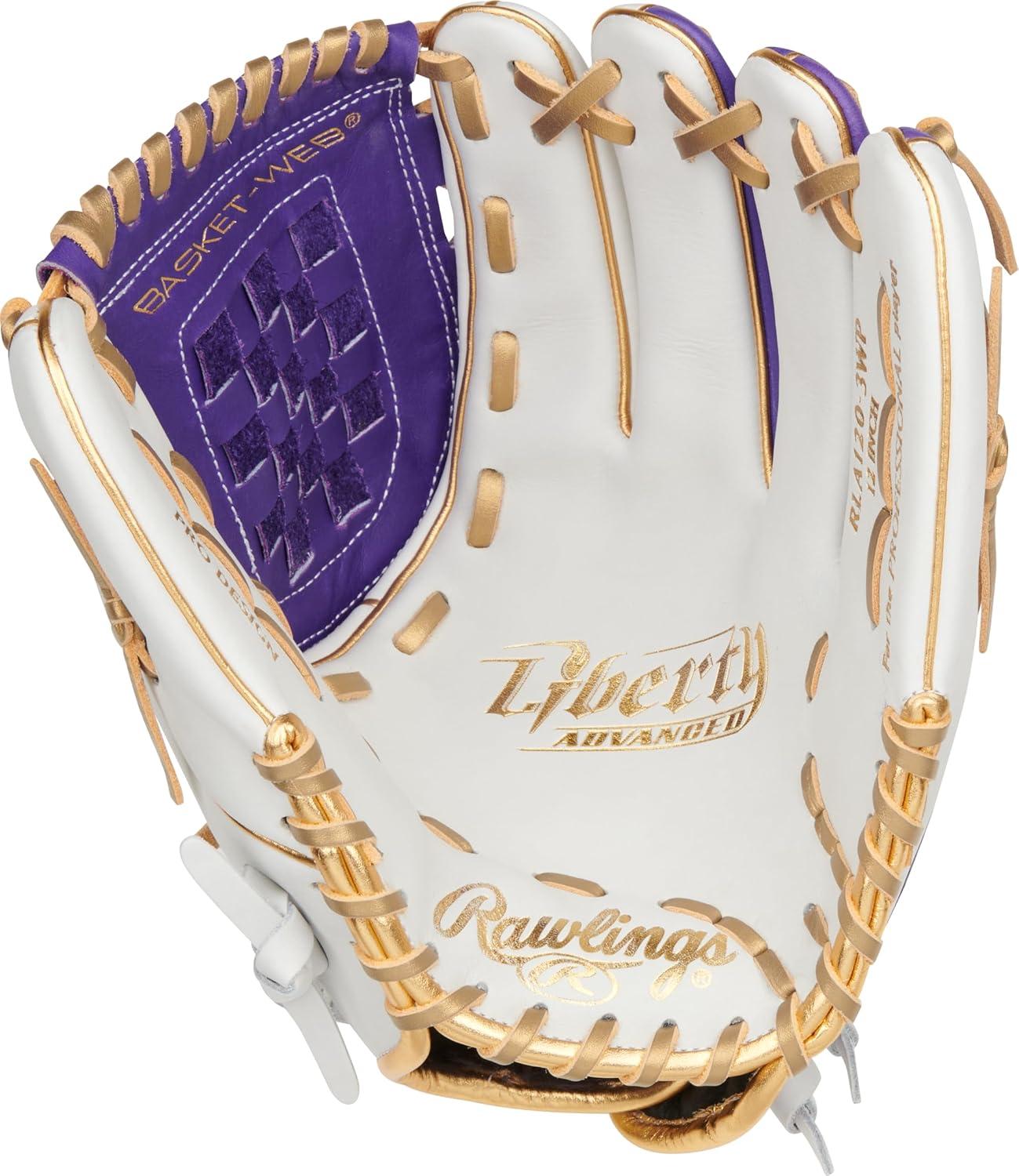 image:imageRawlings Liberty Advanced Color Series Fastpitch Softball Glove Sizes 1175 13 Multiple StylesWhite Purple Gold Basket Web