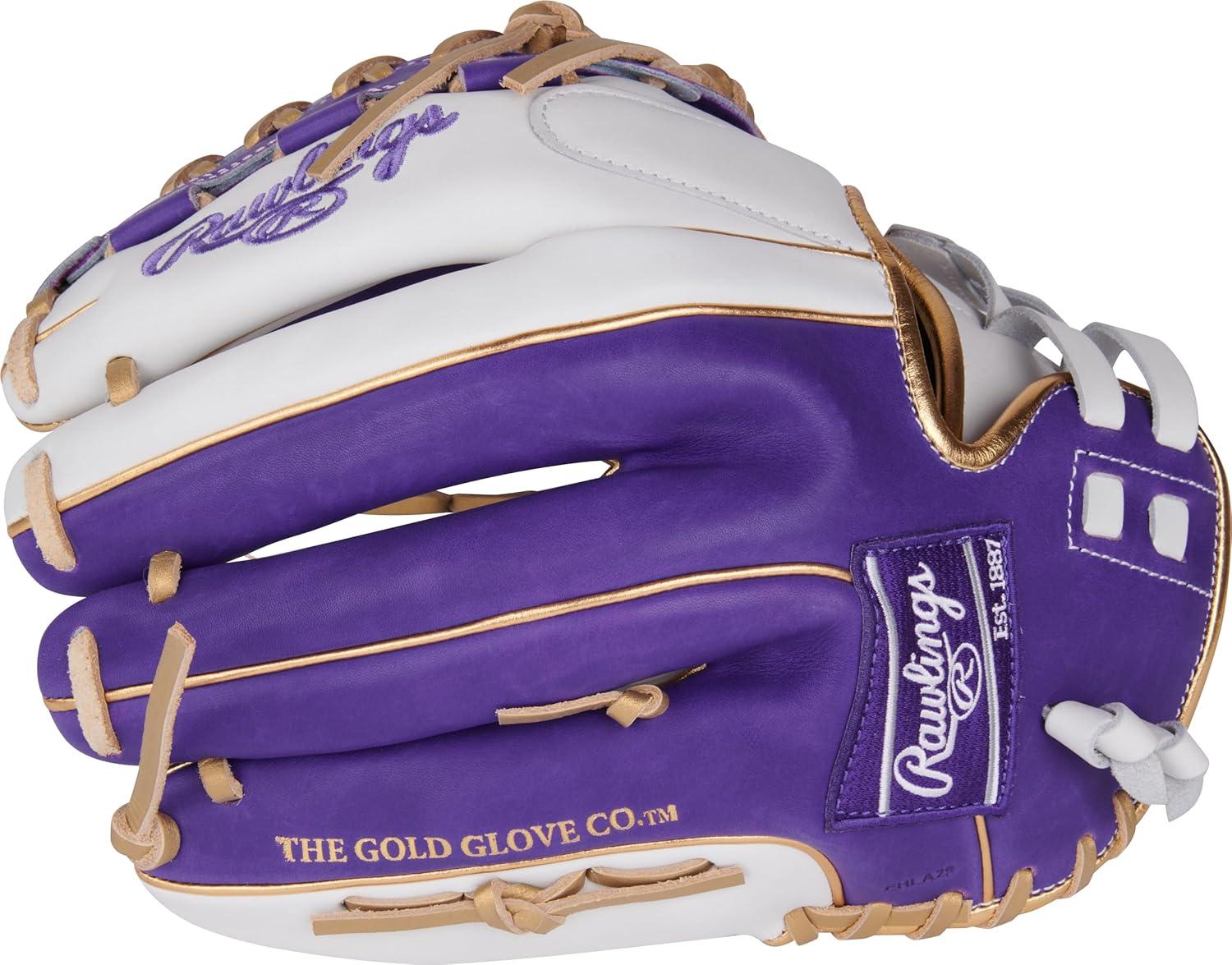 image:imageRawlings Liberty Advanced Color Series Fastpitch Softball Glove Sizes 1175 13 Multiple StylesWhite Purple Gold XLaced Basket Web