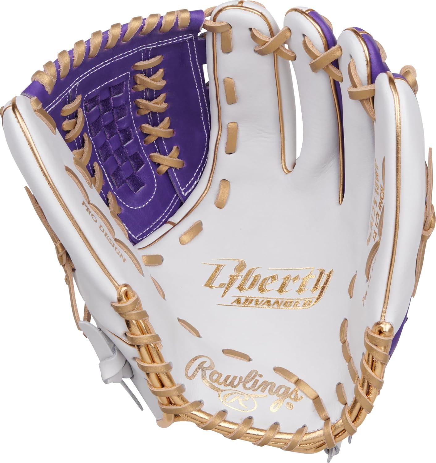 image:imageRawlings Liberty Advanced Color Series Fastpitch Softball Glove Sizes 1175 13 Multiple StylesWhite Purple Gold XLaced Basket Web