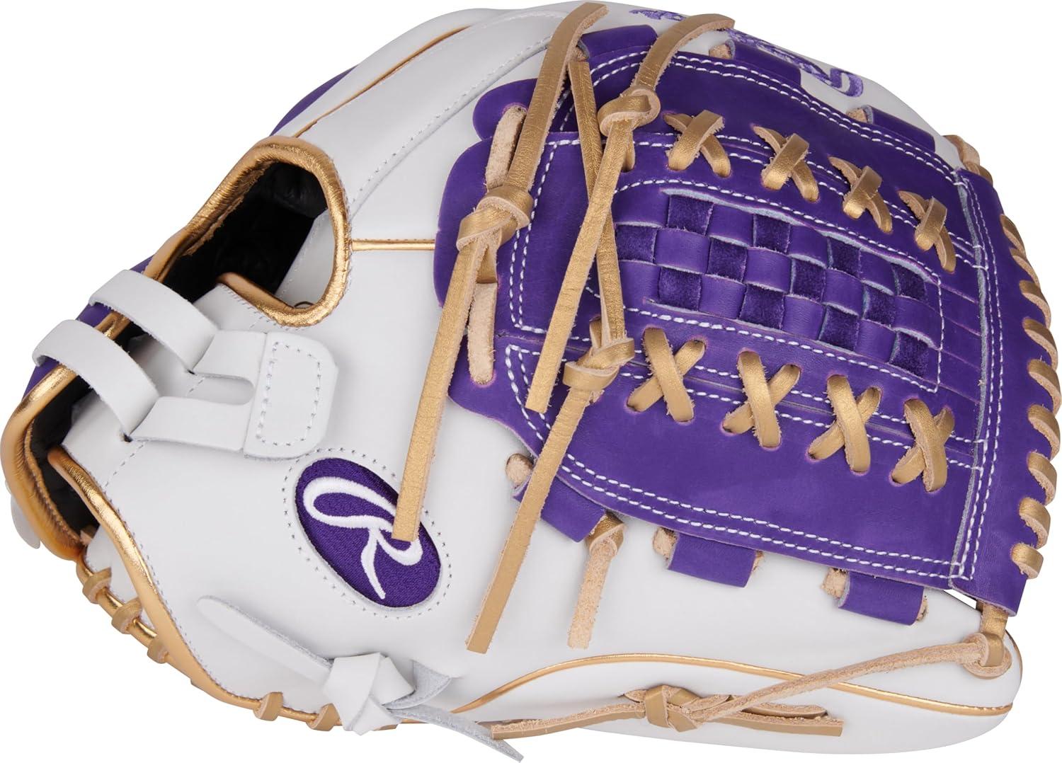 image:imageRawlings Liberty Advanced Color Series Fastpitch Softball Glove Sizes 1175 13 Multiple StylesWhite Purple Gold XLaced Basket Web