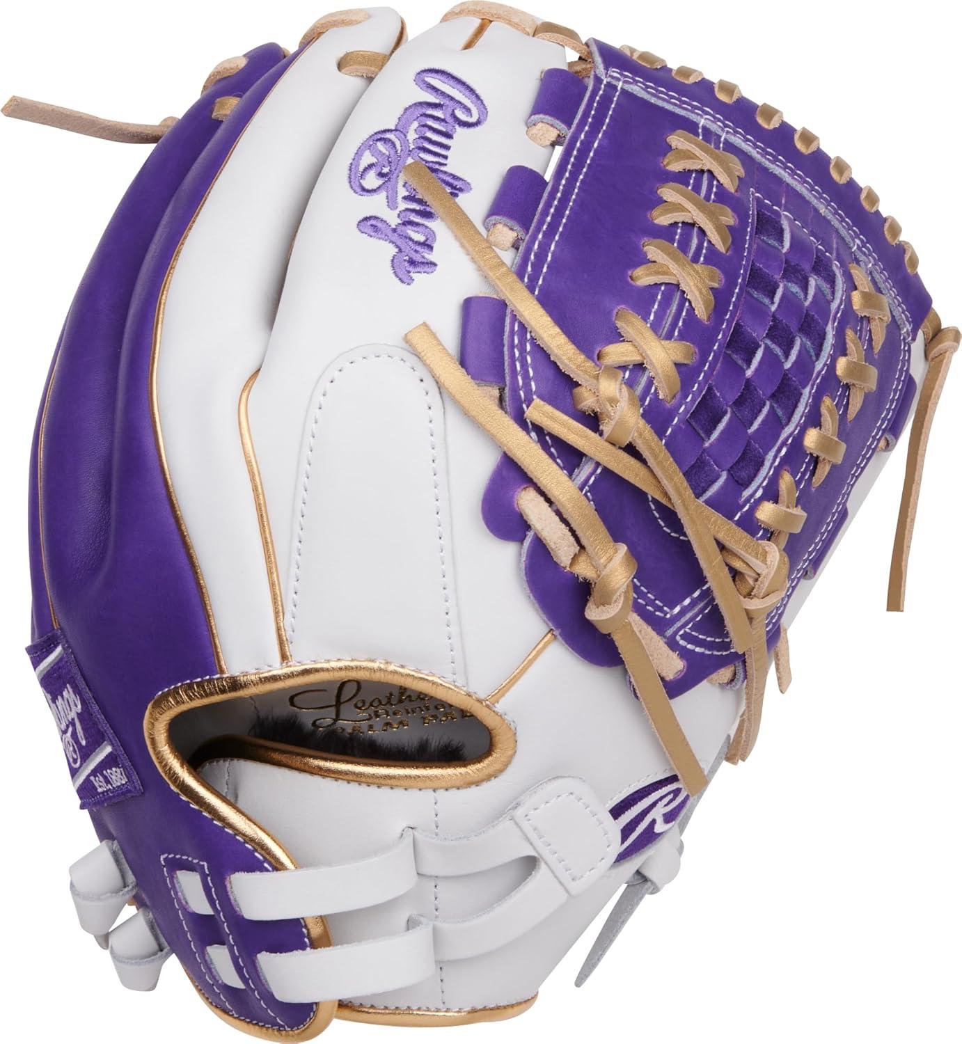 image:imageRawlings Liberty Advanced Color Series Fastpitch Softball Glove Sizes 1175 13 Multiple StylesWhite Purple Gold XLaced Basket Web