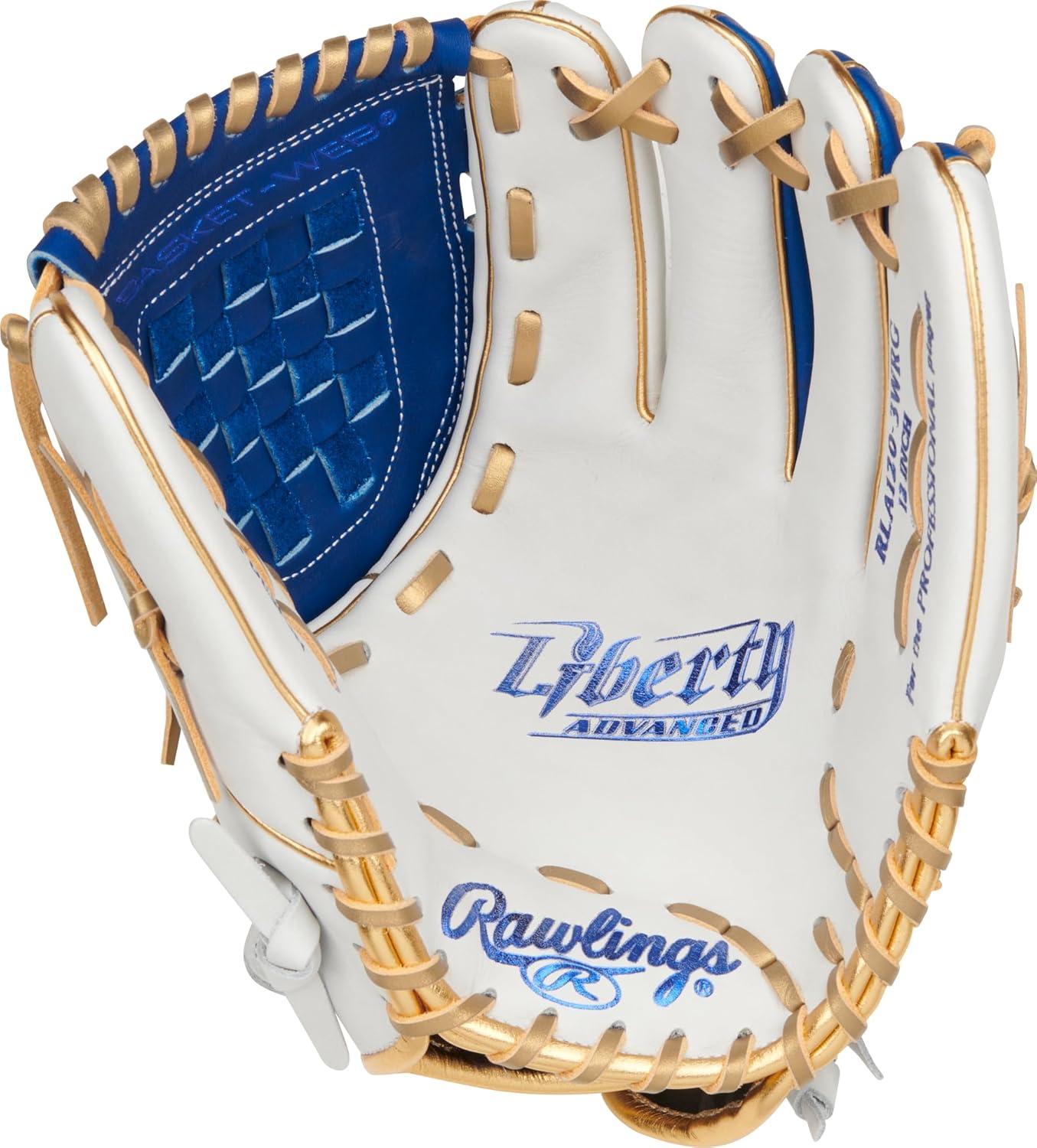 image:imageRawlings Liberty Advanced Color Series Fastpitch Softball Glove Sizes 1175 13 Multiple StylesWhite Royal Gold Basket Web