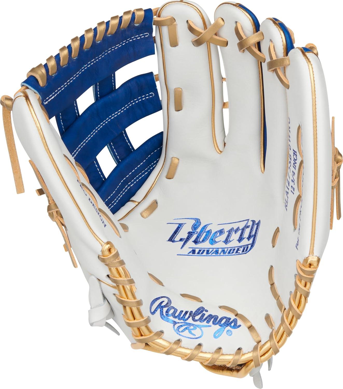 image:imageRawlings Liberty Advanced Color Series Fastpitch Softball Glove Sizes 1175 13 Multiple StylesWhite Royal Gold Pro H Web
