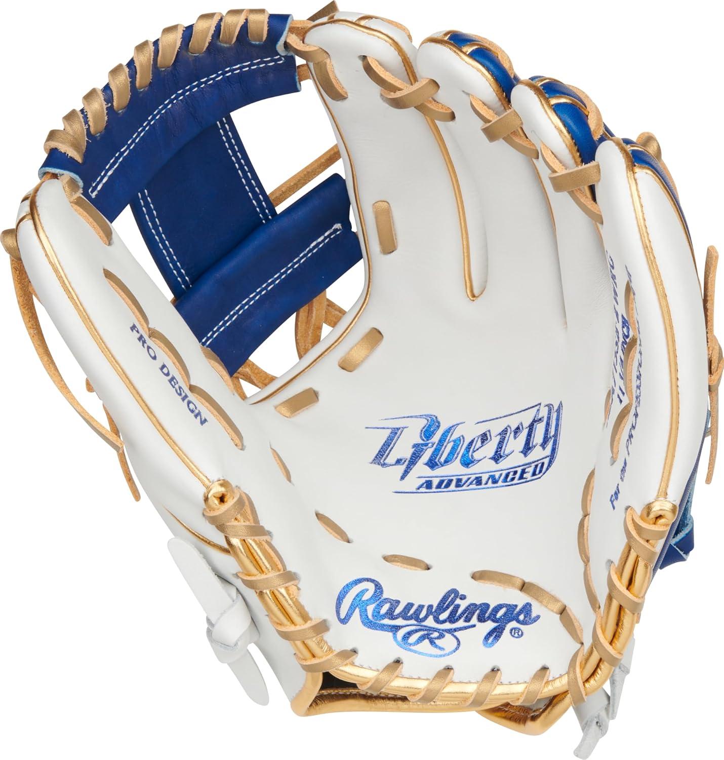 image:imageRawlings Liberty Advanced Color Series Fastpitch Softball Glove Sizes 1175 13 Multiple StylesWhite Royal Gold Pro I Web