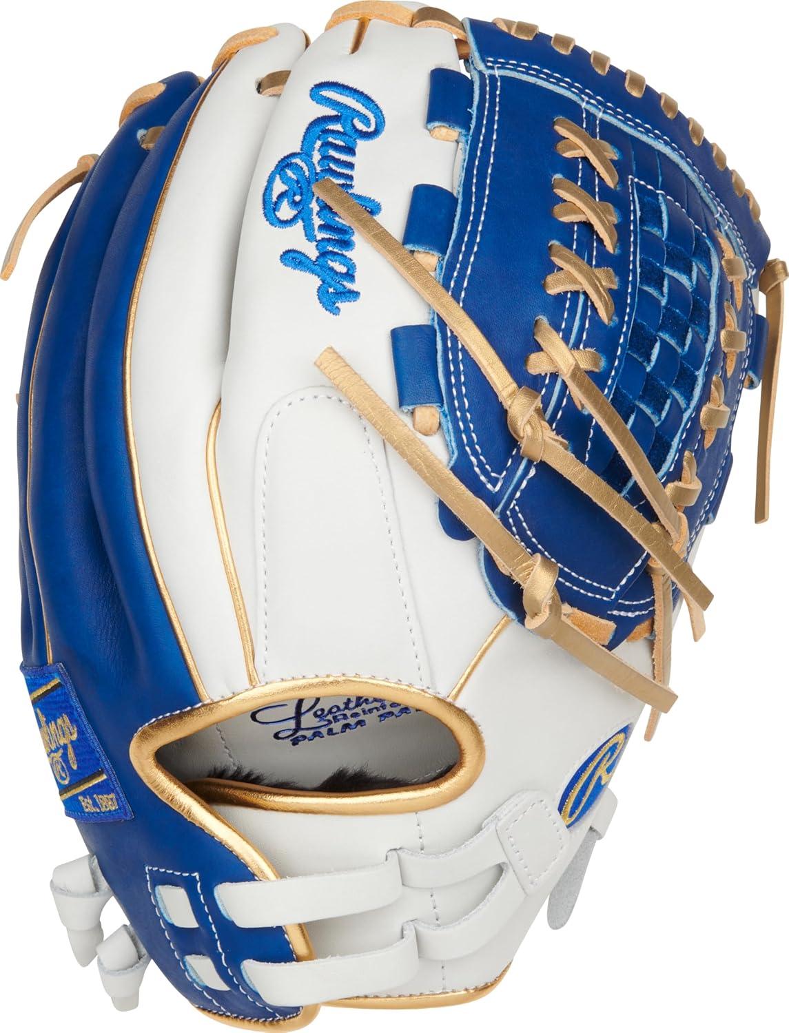 image:imageRawlings Liberty Advanced Color Series Fastpitch Softball Glove Sizes 1175 13 Multiple StylesWhite Royal Gold XLaced Basket Web
