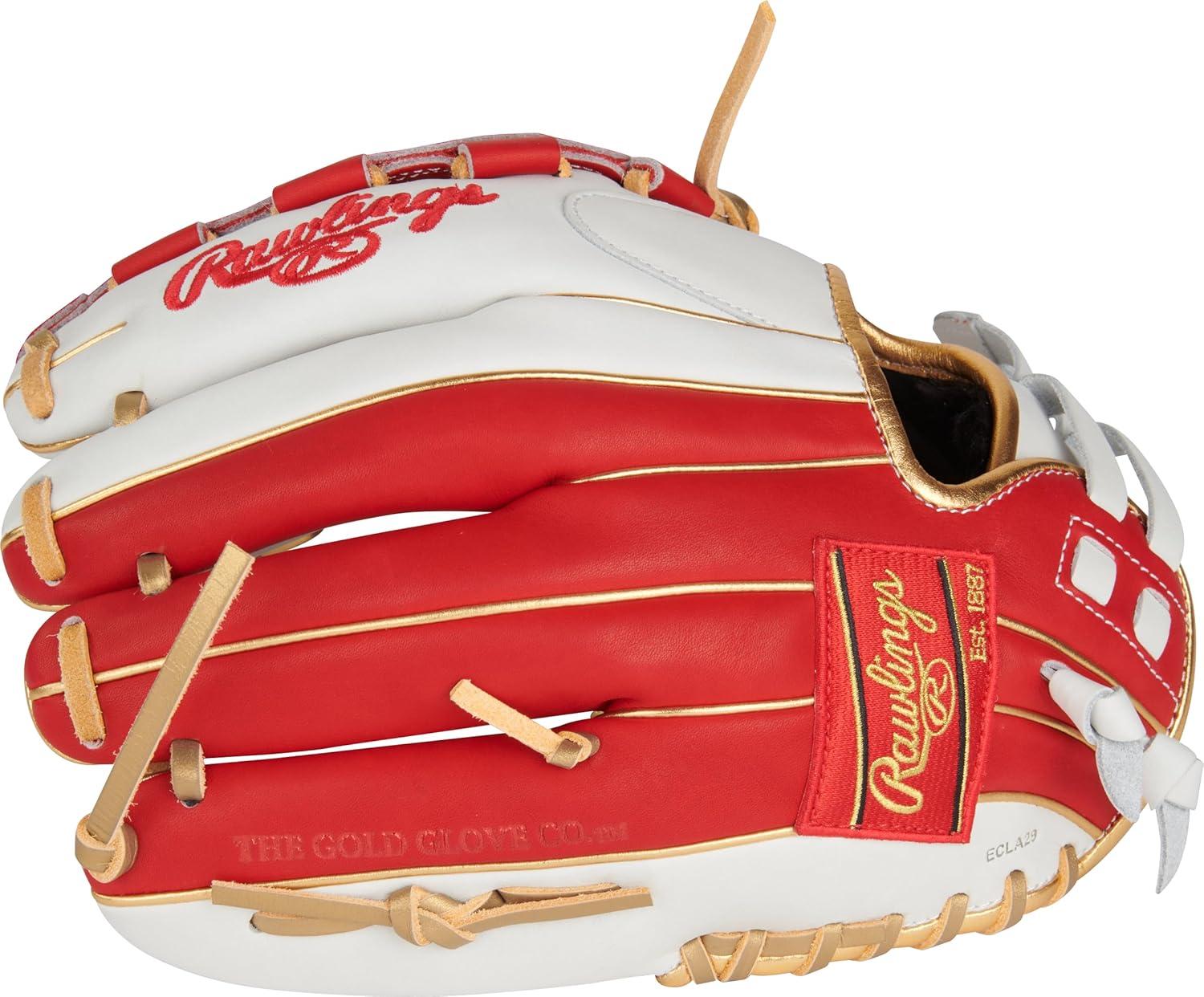 image:imageRawlings Liberty Advanced Color Series Fastpitch Softball Glove Sizes 1175 13 Multiple StylesWhite Scarlet Gold Basket Web