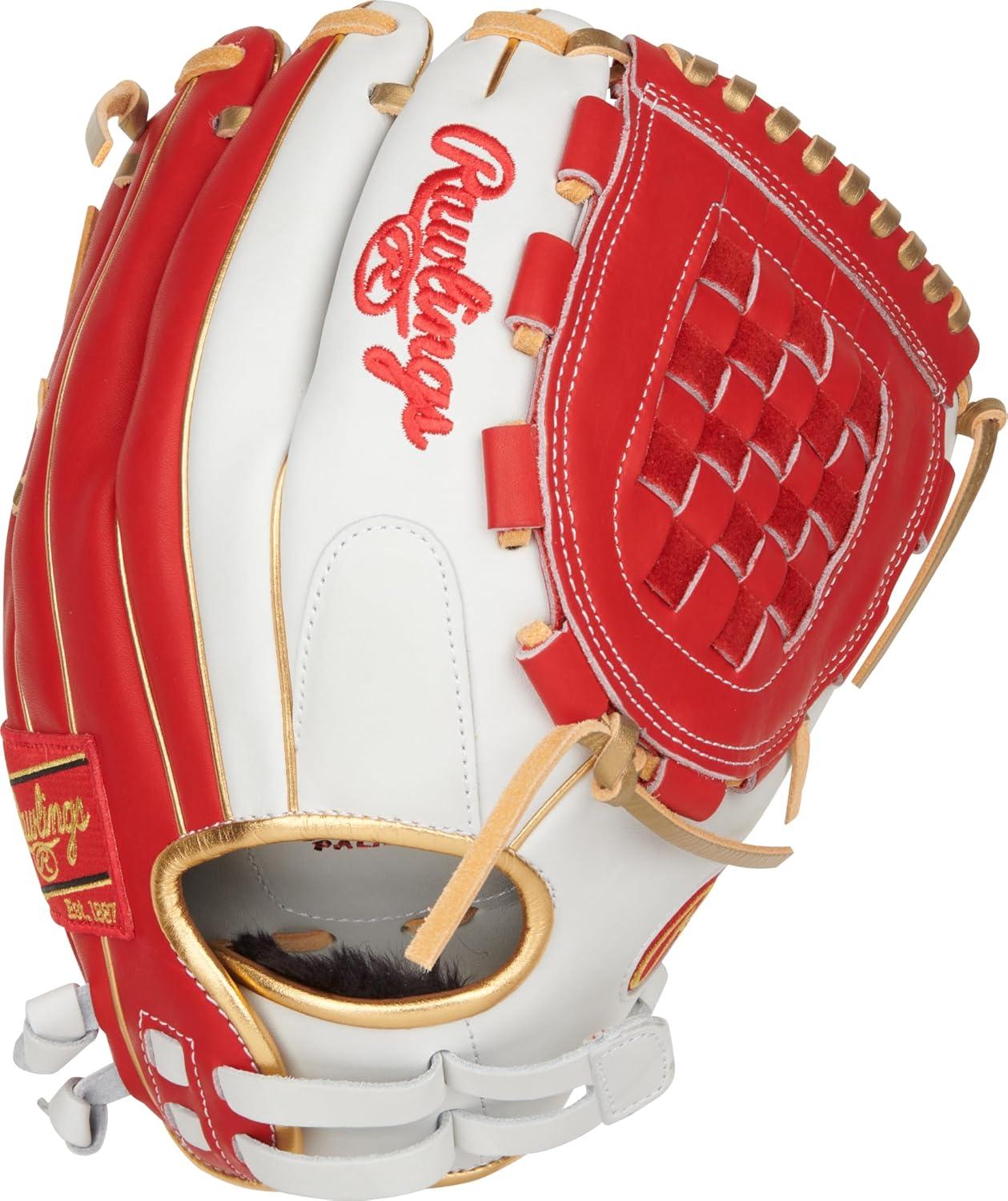 image:imageRawlings Liberty Advanced Color Series Fastpitch Softball Glove Sizes 1175 13 Multiple StylesWhite Scarlet Gold Basket Web