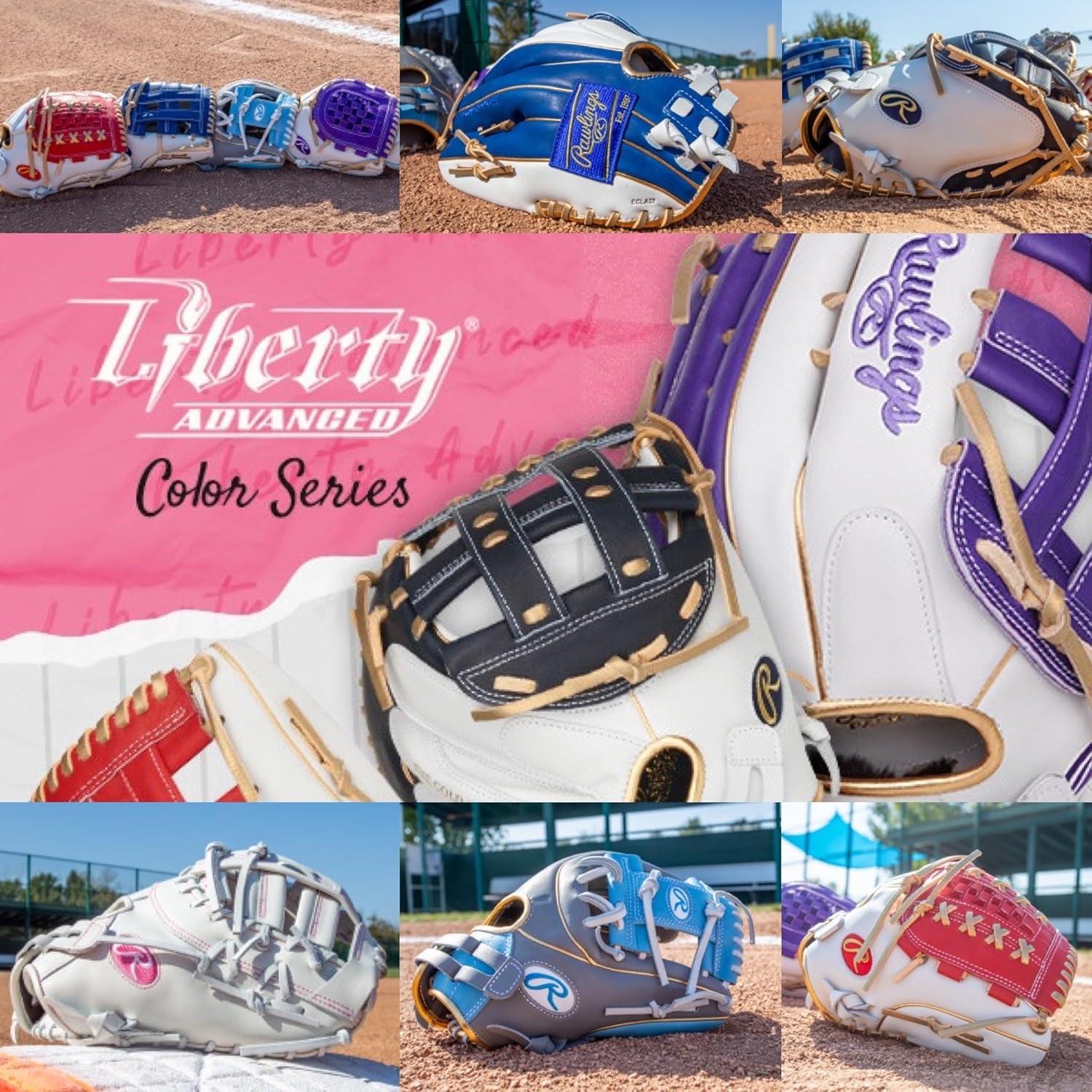 image:imageRawlings Liberty Advanced Color Series Fastpitch Softball Glove Sizes 1175 13 Multiple StylesWhite Scarlet Gold Modified Pro H Web