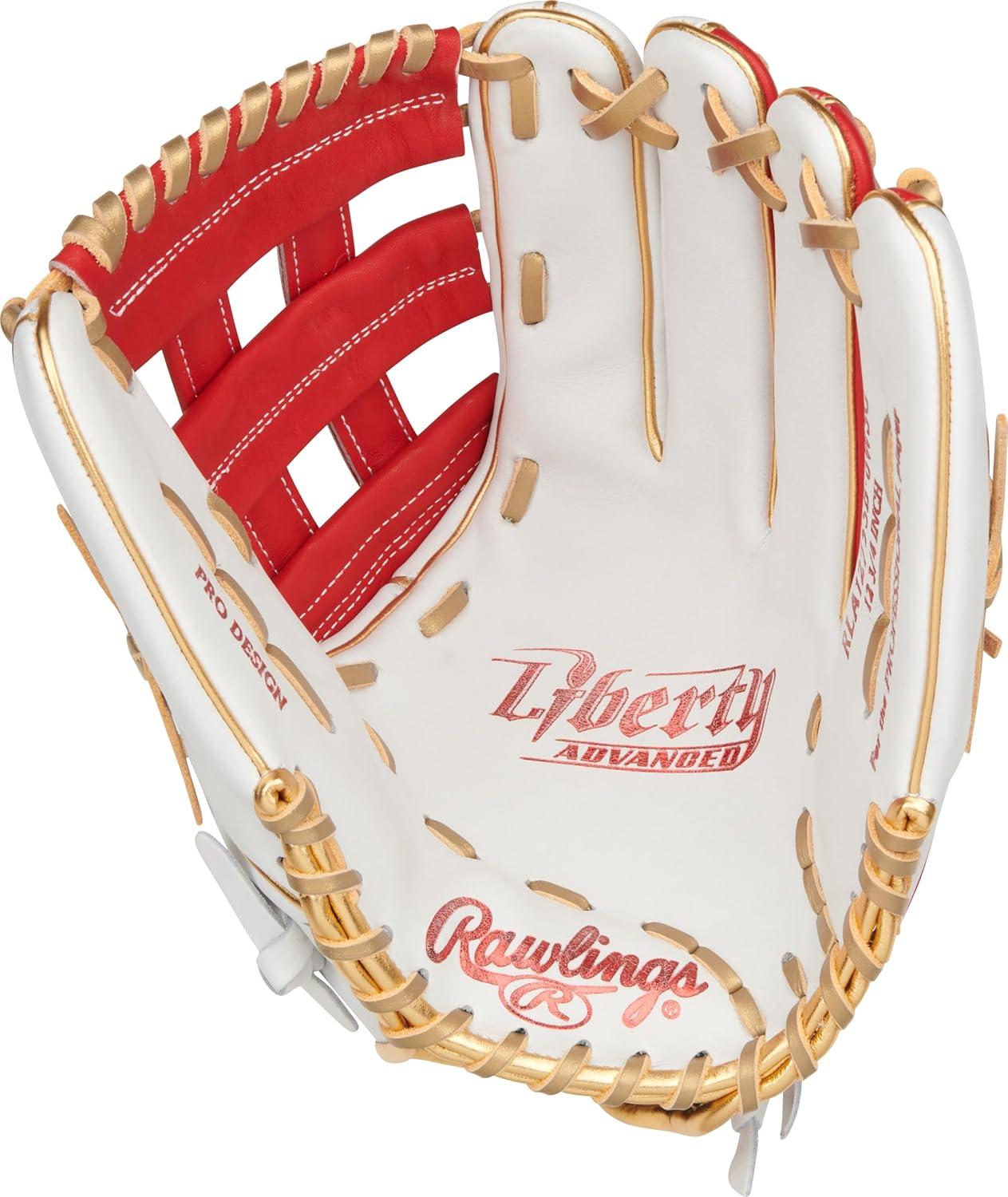 image:imageRawlings Liberty Advanced Color Series Fastpitch Softball Glove Sizes 1175 13 Multiple StylesWhite Scarlet Gold Pro H Web