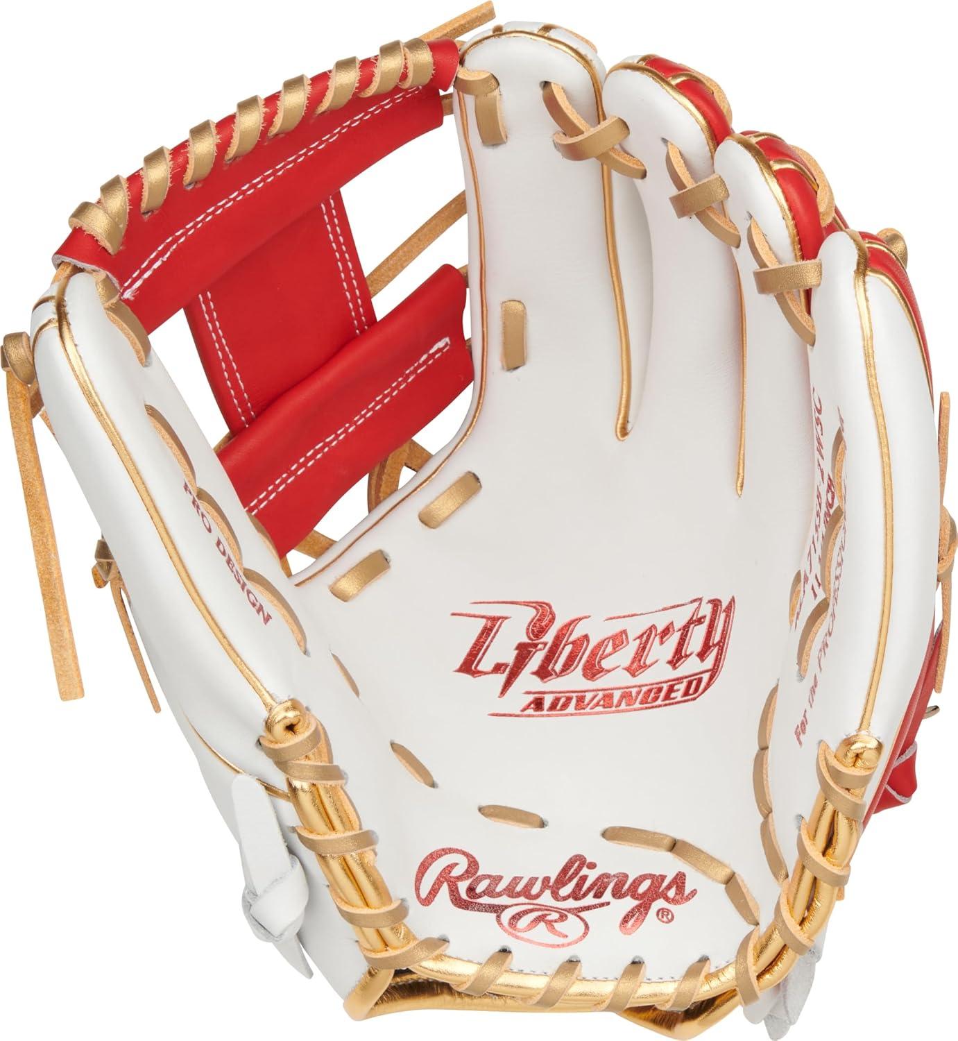 image:imageRawlings Liberty Advanced Color Series Fastpitch Softball Glove Sizes 1175 13 Multiple StylesWhite Scarlet Gold Pro I Web