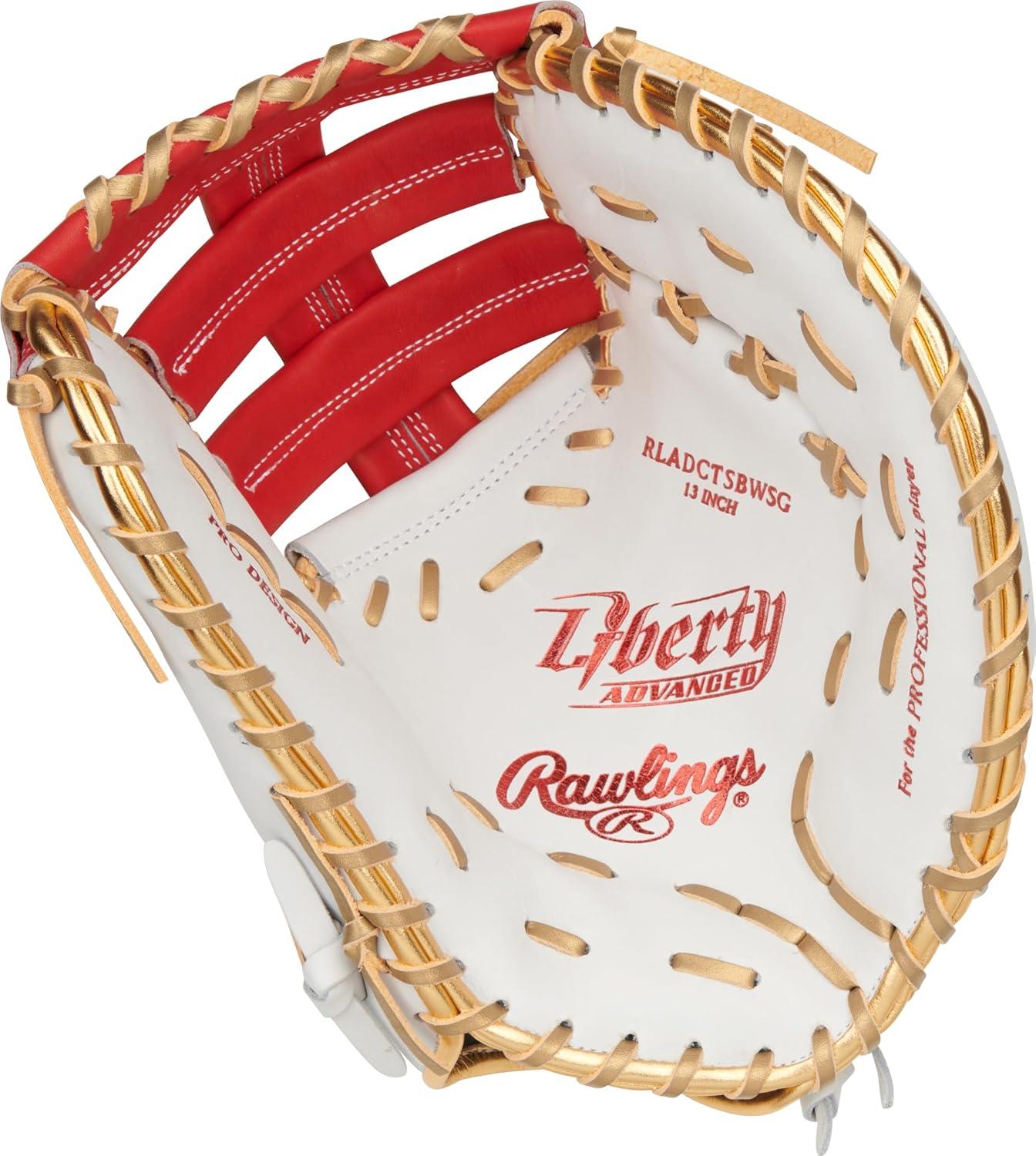 image:imageRawlings Liberty Advanced Color Series Fastpitch Softball Glove Sizes 1175 13 Multiple StylesWhite Scarlet Gold Single Post DoubleBar Web
