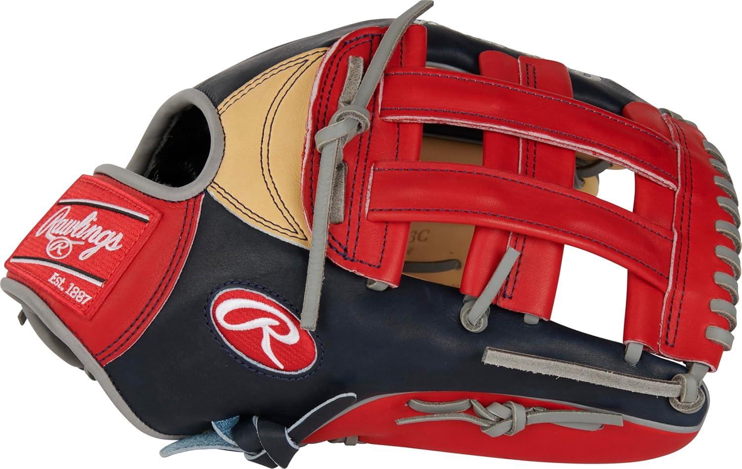 image:imageRawlings PRO Preferred Baseball Glove Sizes 115 1275 Multiple StylesAcuna Jr Navy Red Camel Pro H Web