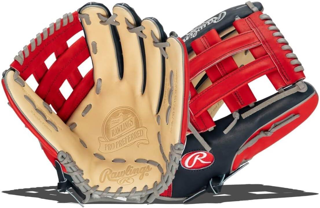 image:imageRawlings PRO Preferred Baseball Glove Sizes 115 1275 Multiple StylesAcuna Jr Navy Red Camel Pro H Web