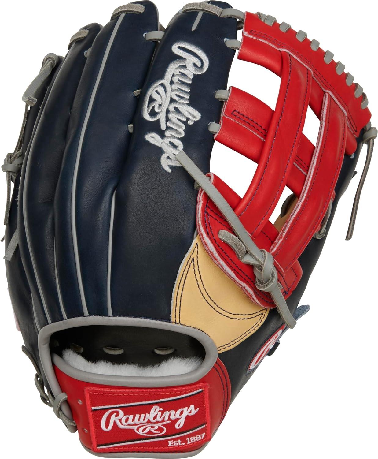 image:imageRawlings PRO Preferred Baseball Glove Sizes 115 1275 Multiple StylesAcuna Jr Navy Red Camel Pro H Web