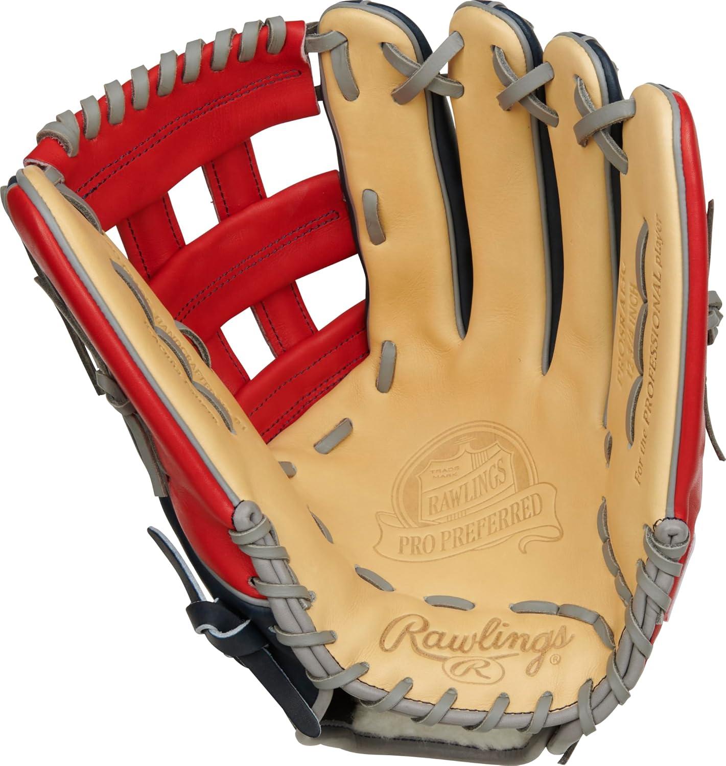 image:imageRawlings PRO Preferred Baseball Glove Sizes 115 1275 Multiple StylesAcuna Jr Navy Red Camel Pro H Web