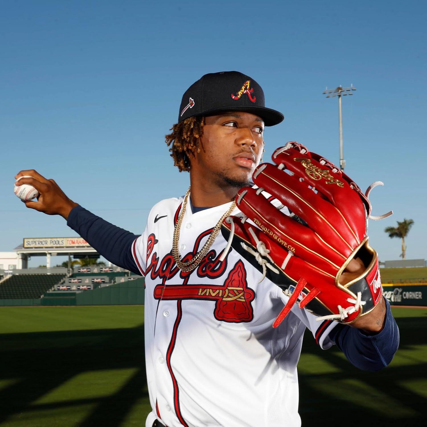 image:imageRawlings PRO Preferred Baseball Glove Sizes 115 1275 Multiple StylesAcuna Jr Navy Red Camel Pro H Web