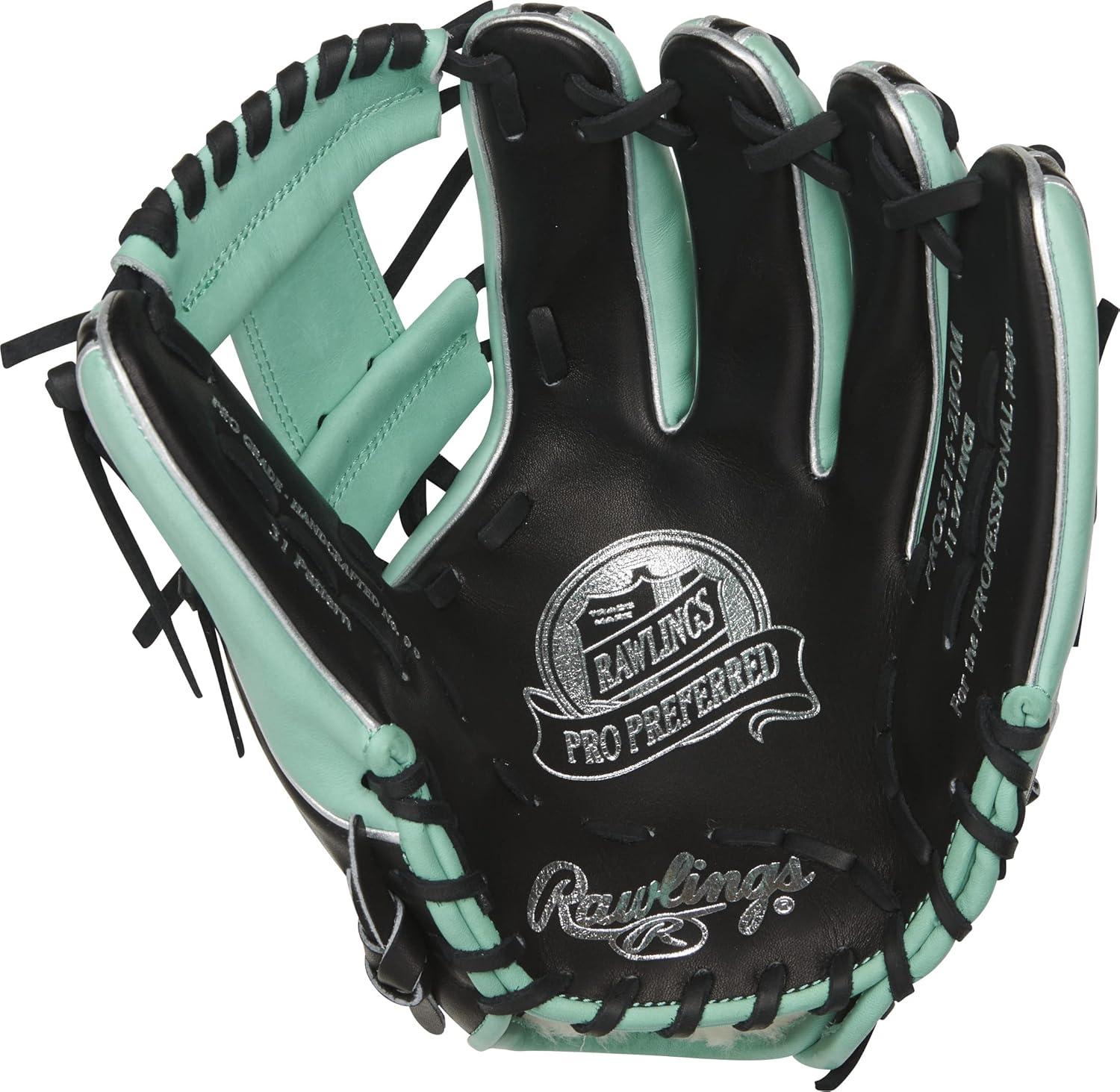 image:imageRawlings PRO Preferred Baseball Glove Sizes 115 1275 Multiple StylesBlack Mint Pro I Web