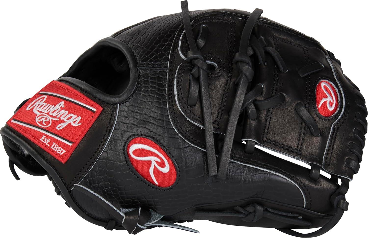 image:imageRawlings PRO Preferred Baseball Glove Sizes 115 1275 Multiple StylesDeGrom Black Croc TwoPiece Solid Web