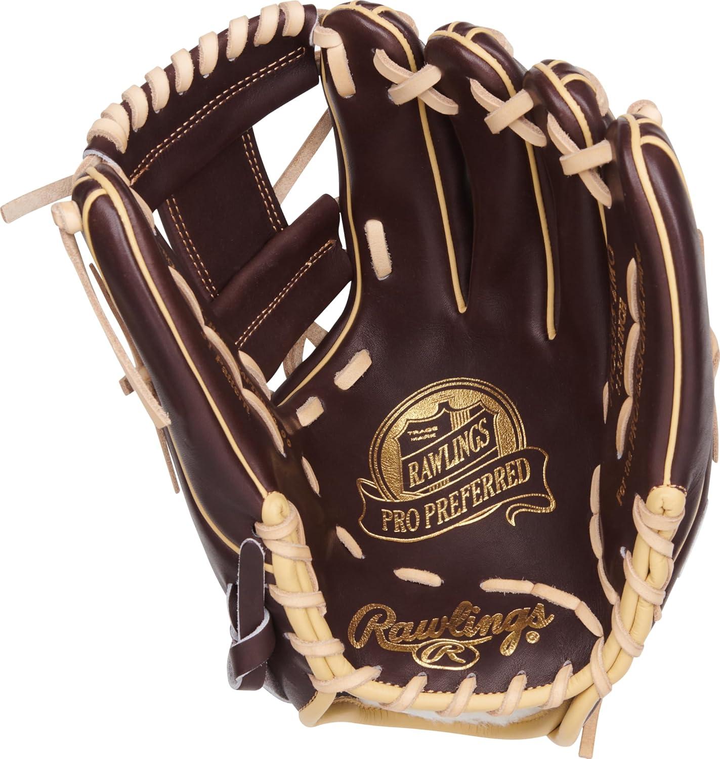 image:imageRawlings PRO Preferred Baseball Glove Sizes 115 1275 Multiple StylesMocha Camel Pro I Web