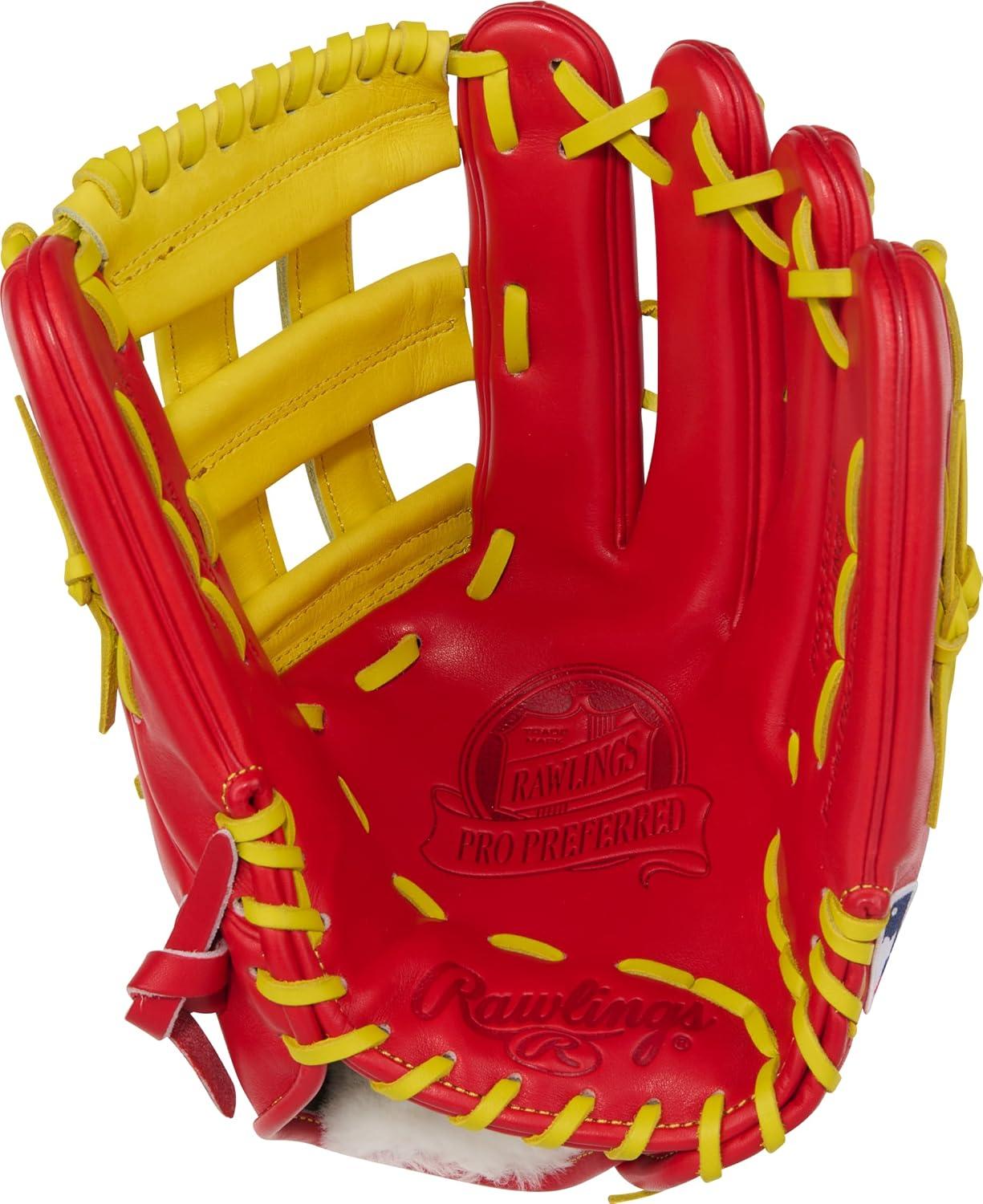 image:imageRawlings PRO Preferred Baseball Glove Sizes 115 1275 Multiple StylesScarlet Yellow Pro H Web