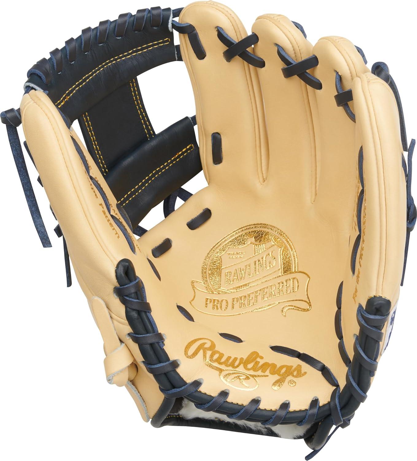 image:imageRawlings PRO Preferred Baseball Glove Sizes 115 1275 Multiple StylesVolpe Camel Navy Pro I Web