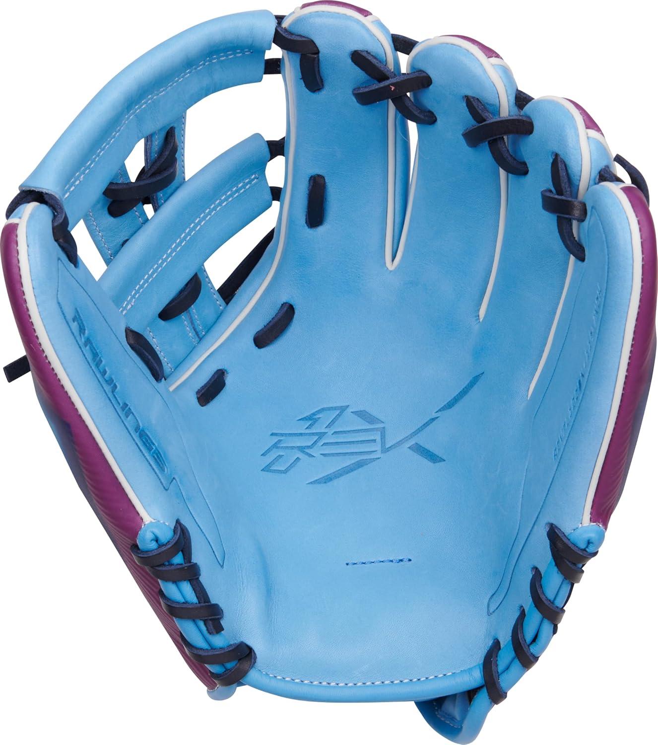 image:imageRawlings REV1X Baseball Glove Sizes 115 1275 Multiple StylesColumbia Blue Navy Split Single Post Web