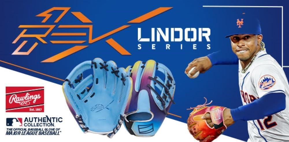 image:imageRawlings REV1X Baseball Glove Sizes 115 1275 Multiple StylesColumbia Blue Purple Yellow Split Single Post Web
