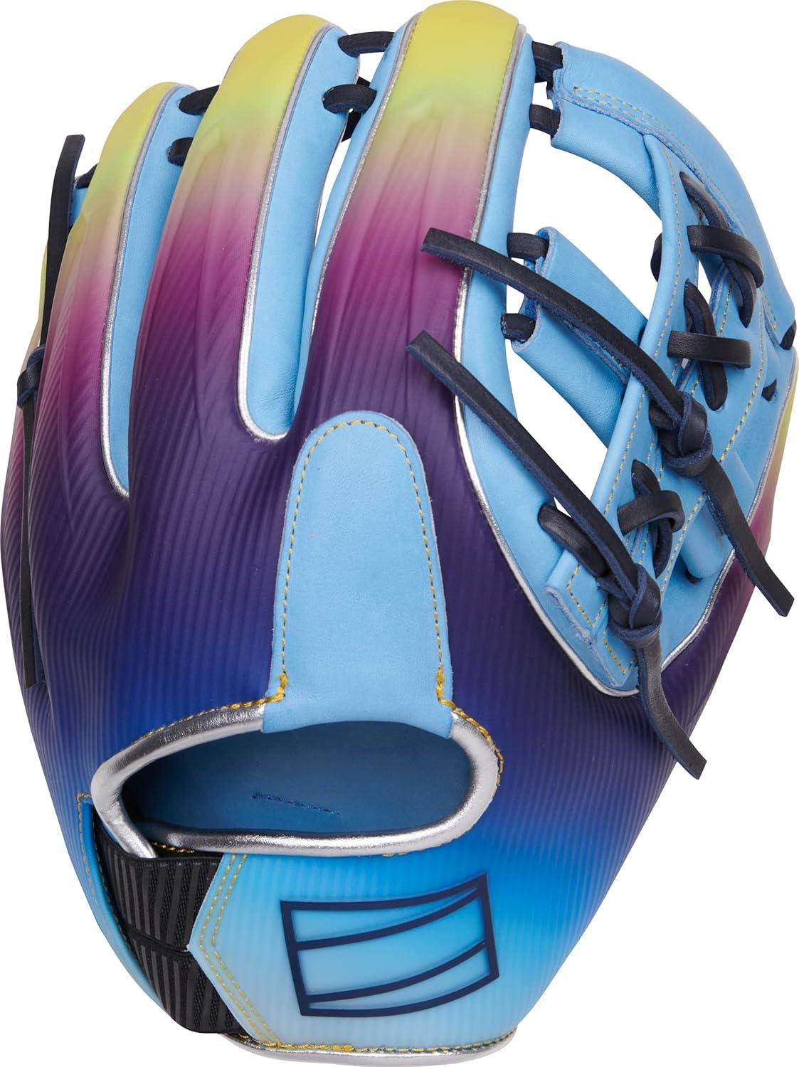 image:imageRawlings REV1X Baseball Glove Sizes 115 1275 Multiple StylesColumbia Blue Purple Yellow Split Single Post Web