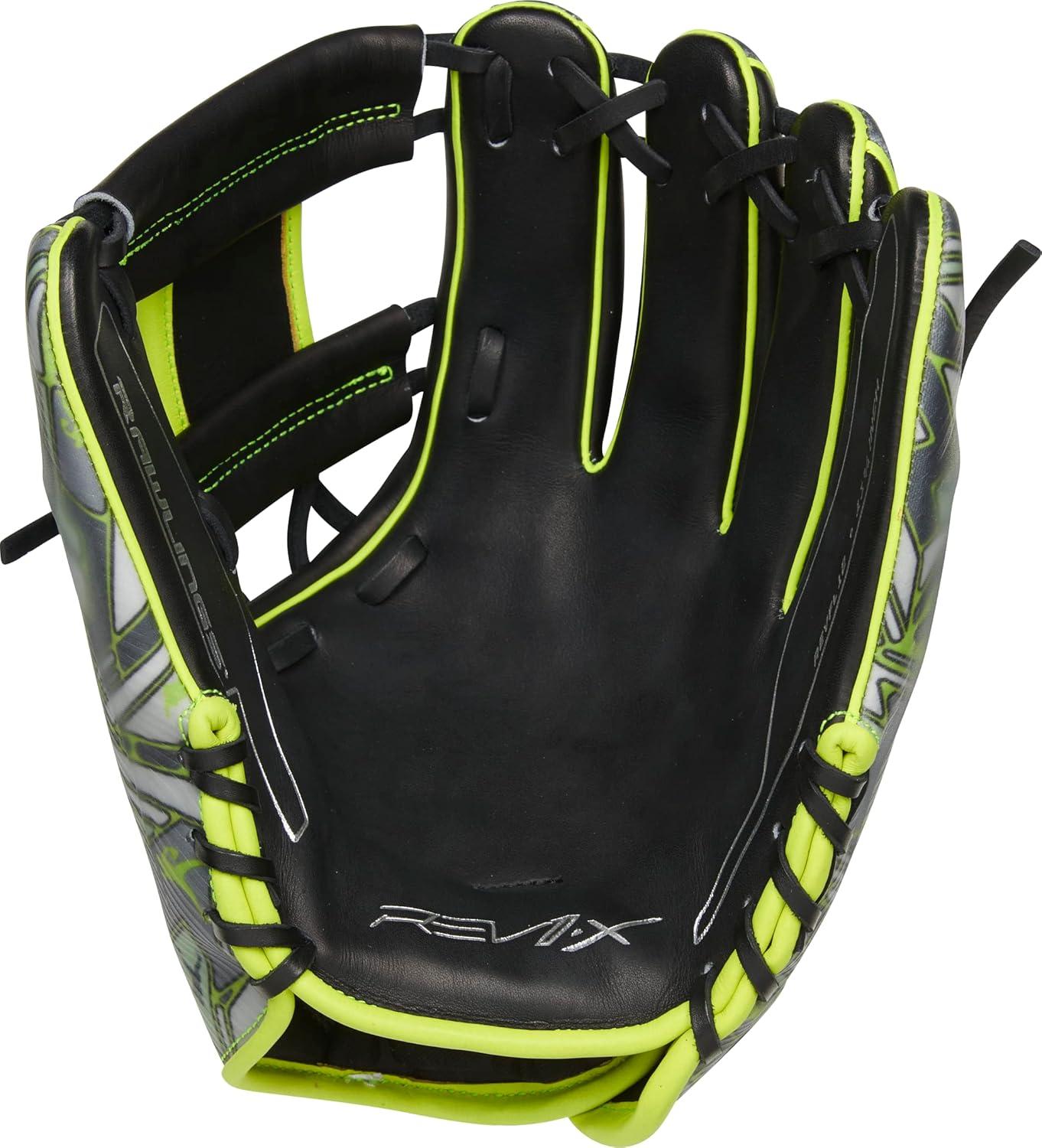image:imageRawlings REV1X Baseball Glove Sizes 115 1275 Multiple StylesLindor Black Optic Yellow Pro I Web