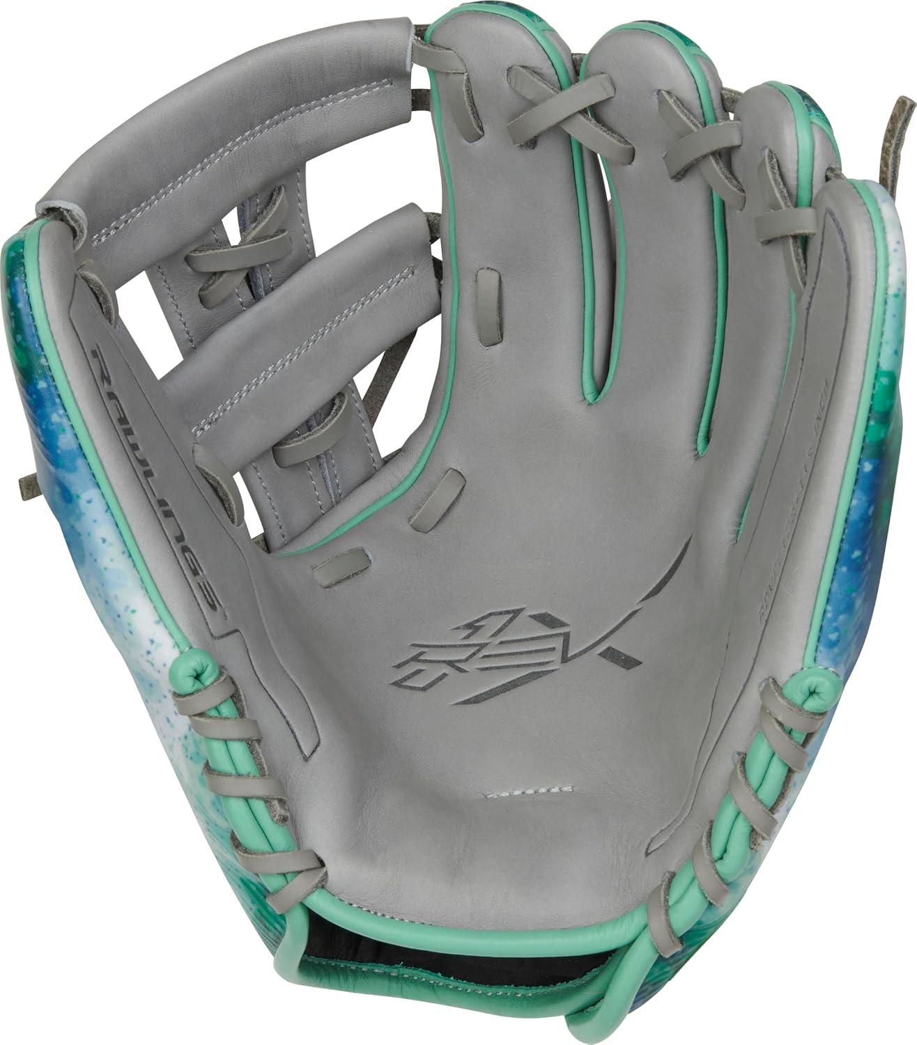 image:imageRawlings REV1X Baseball Glove Sizes 115 1275 Multiple StylesLindor Grey Blue Green Split Single Post Web