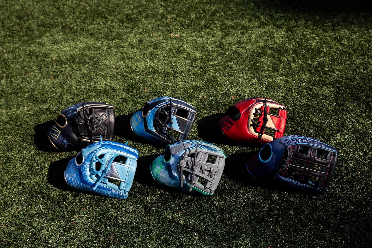 image:imageRawlings REV1X Baseball Glove Sizes 115 1275 Multiple StylesLindor Grey Blue Green Split Single Post Web