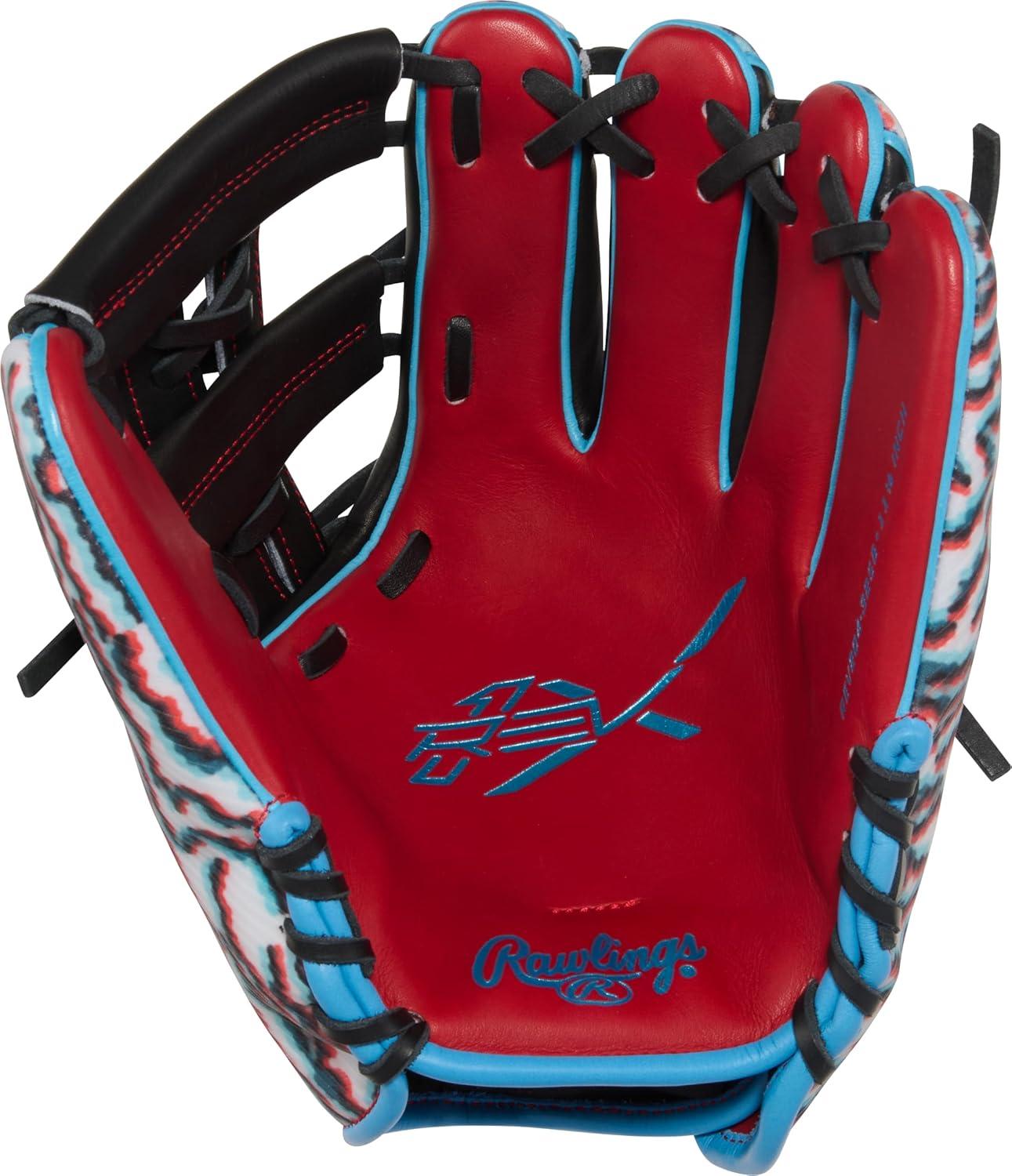 image:imageRawlings REV1X Baseball Glove Sizes 115 1275 Multiple StylesScarlet Black Split Single Post Web