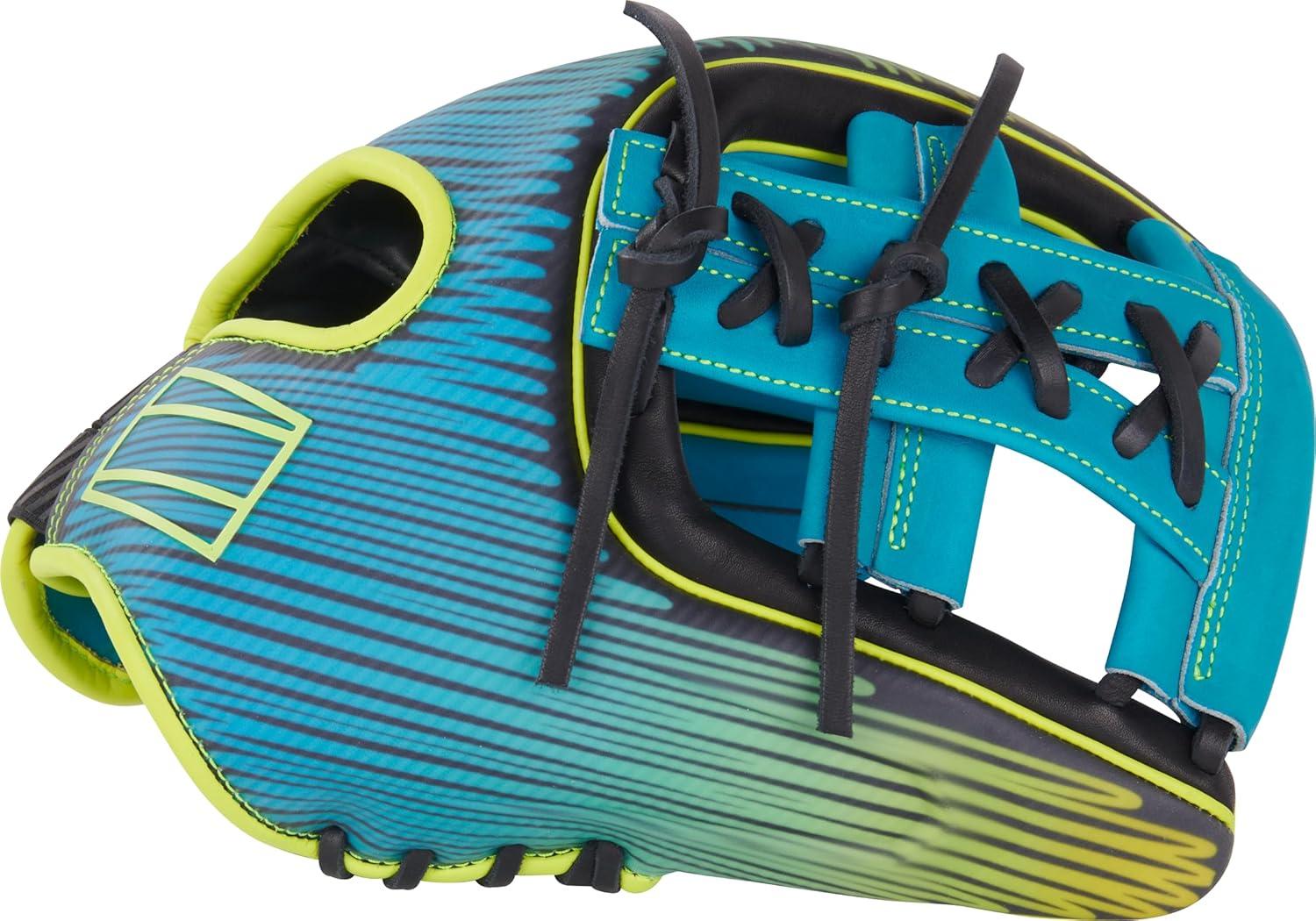 image:imageRawlings REV1X Baseball Glove Sizes 115 1275 Multiple StylesTeal Yellow Black Split Single Post Web