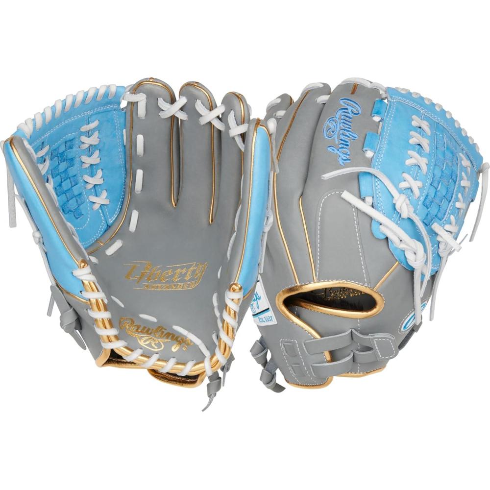 image:imageRawlings  Liberty Advanced Color Series Fastpitch Softball Glove  Sizes 1175  13  Multiple StylesGrey  Columbia Blue  Gold  XLaced Basket Web
